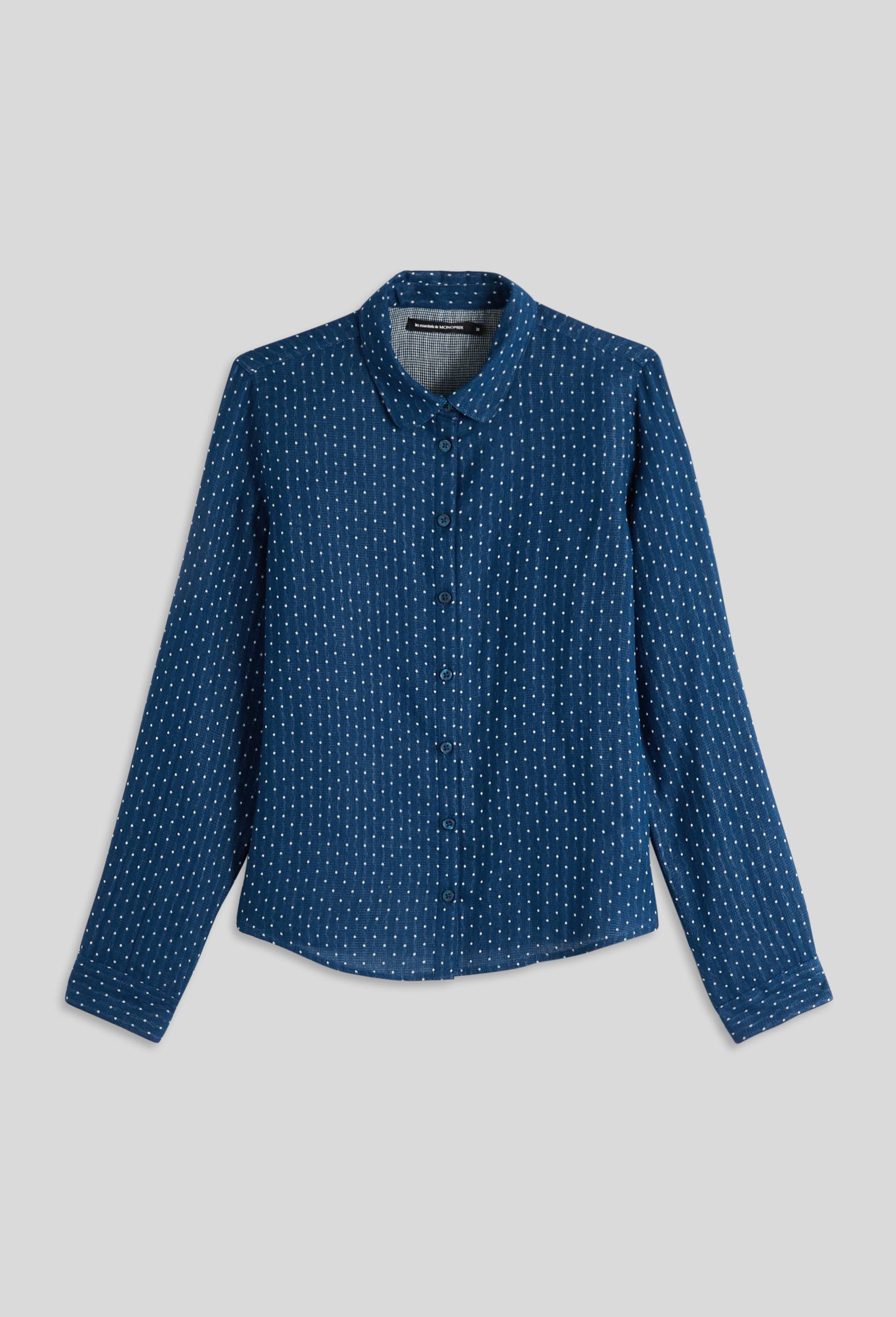 Chemise en coton à pois, Bleu, large image number 2