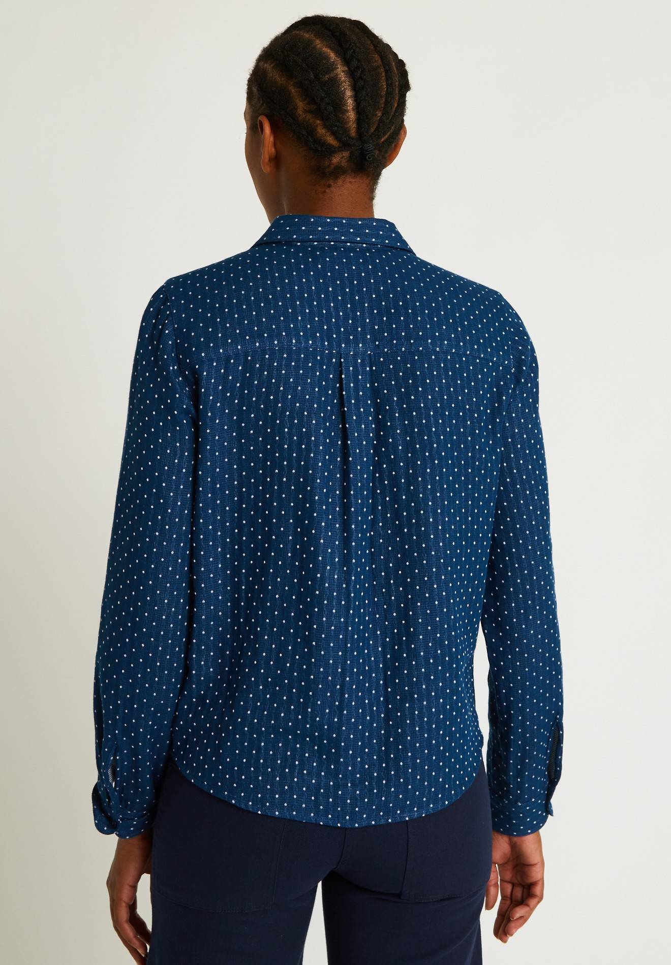 Chemise en coton à pois, Bleu, large image number 4