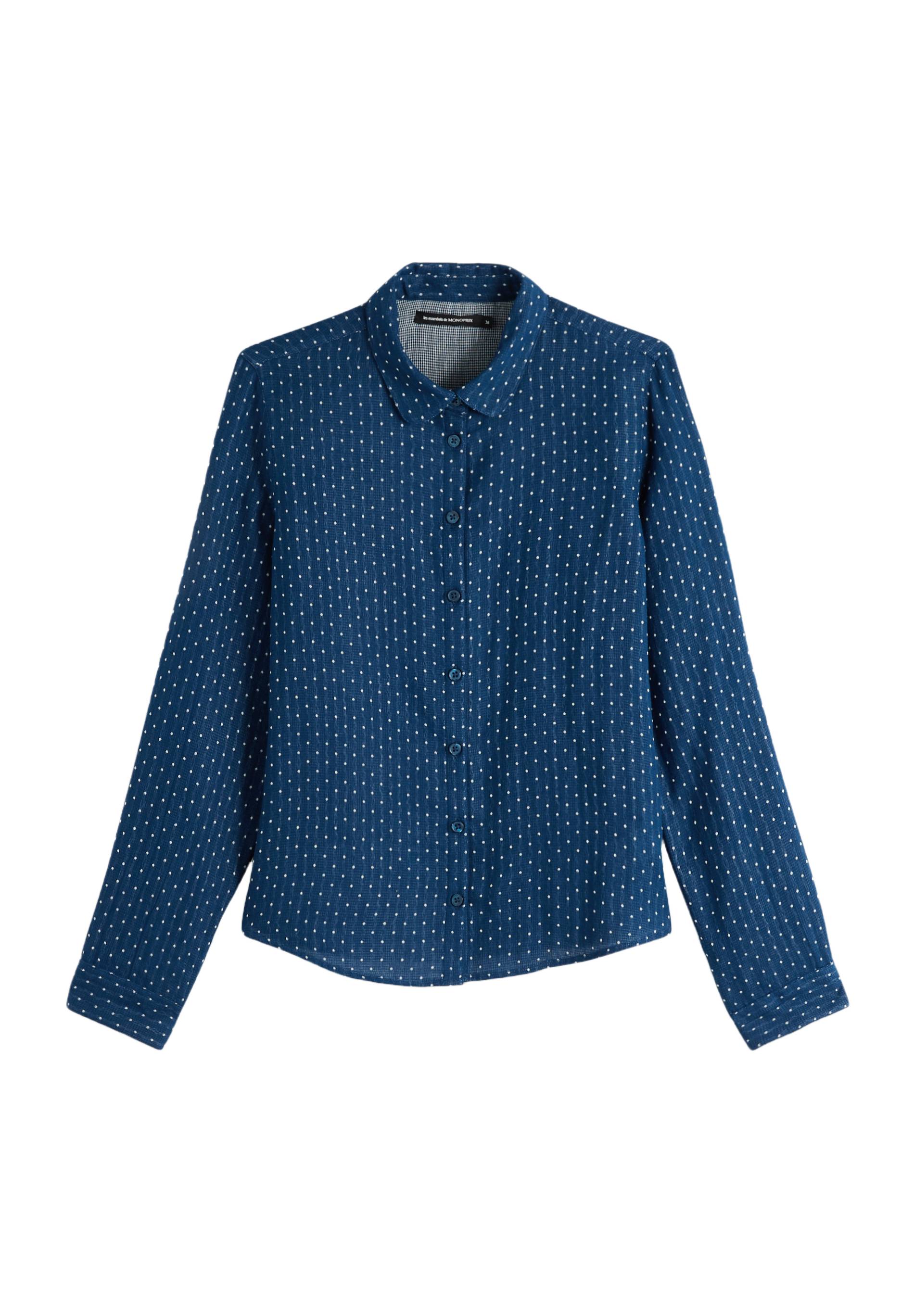 Chemise en coton à pois, Bleu, large image number 5
