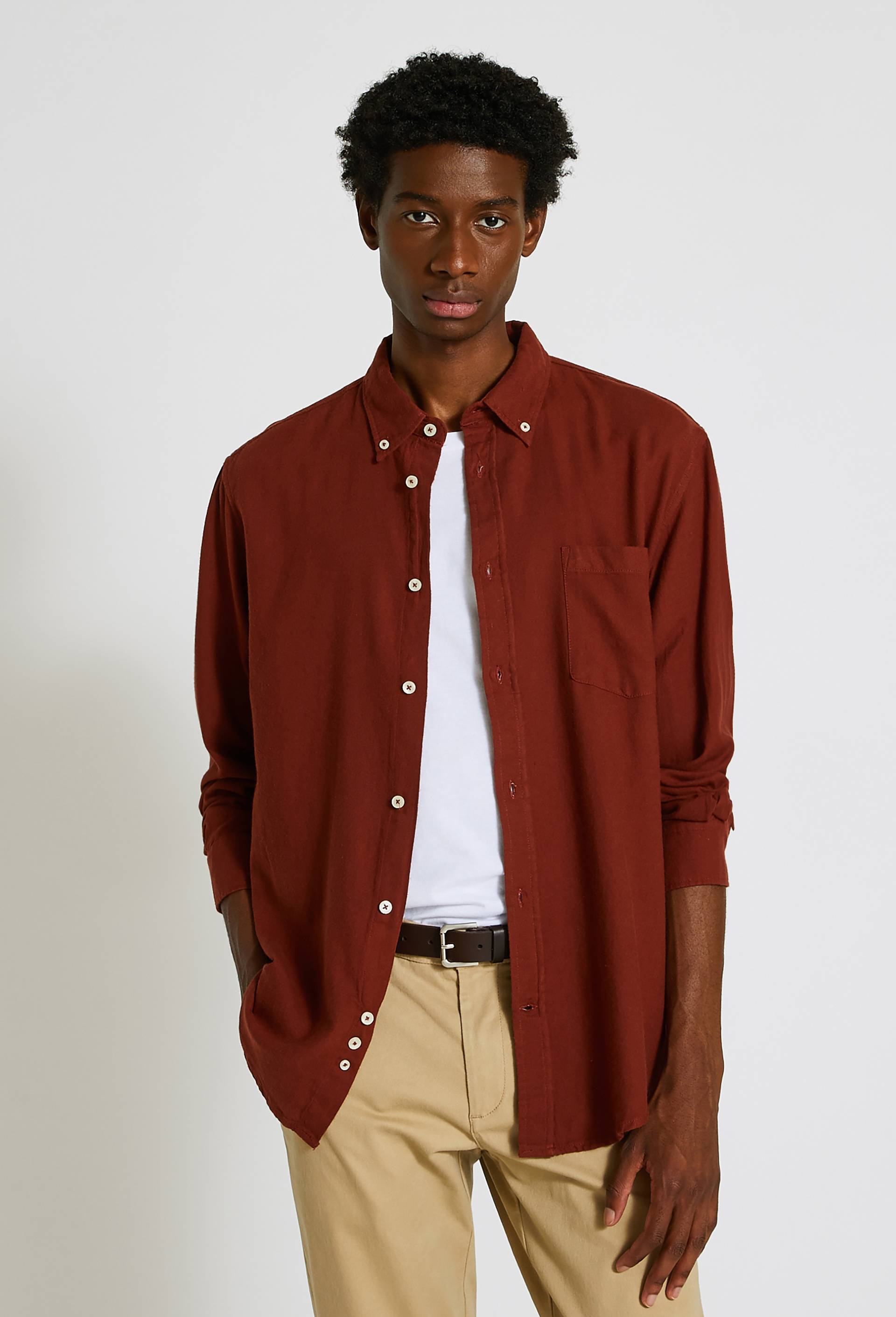 Chemise manches longues en flanelle de coton BIO GOTS, Brun, large image number 0