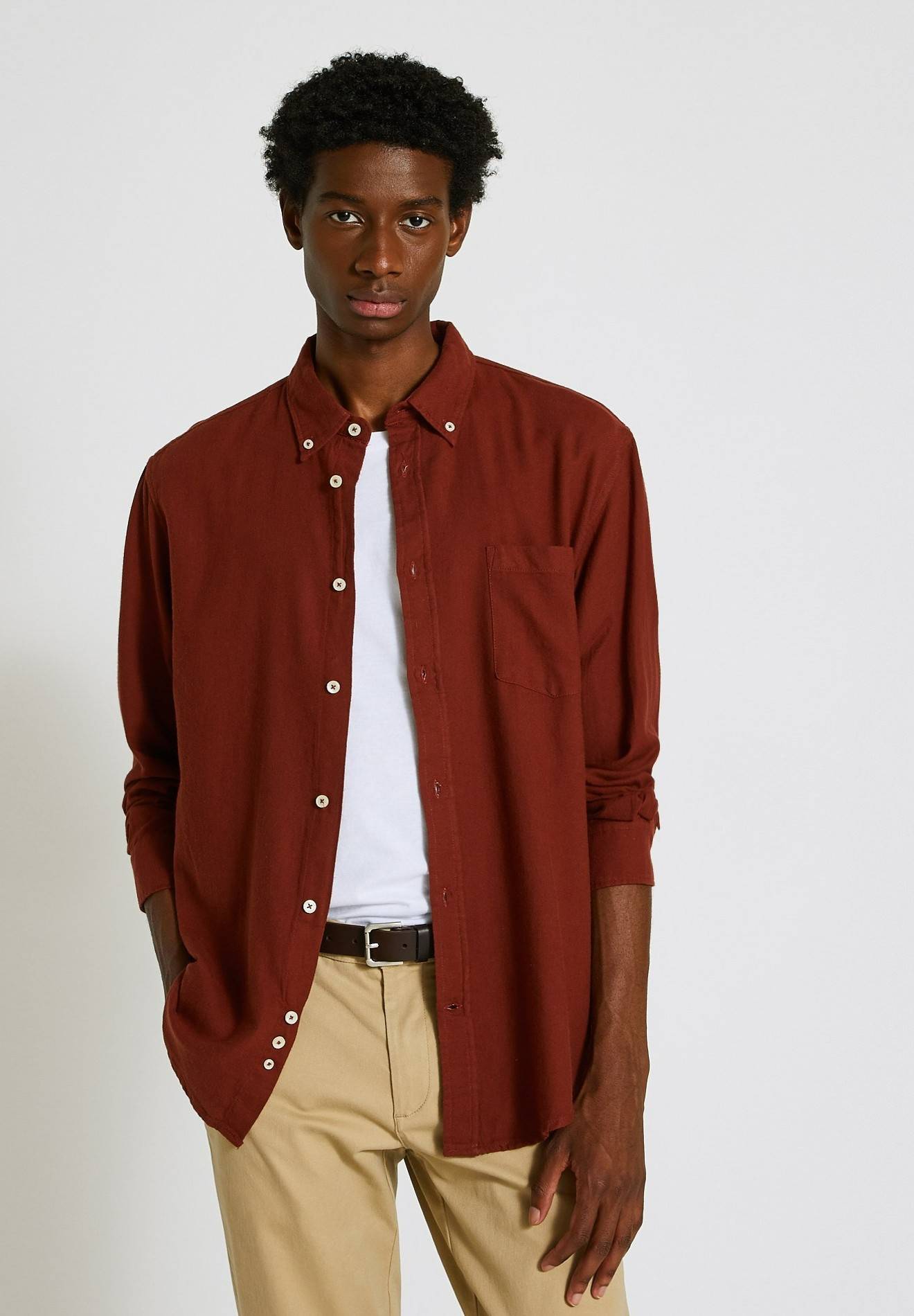 Chemise manches longues en flanelle de coton BIO GOTS, Brun, large image number 3