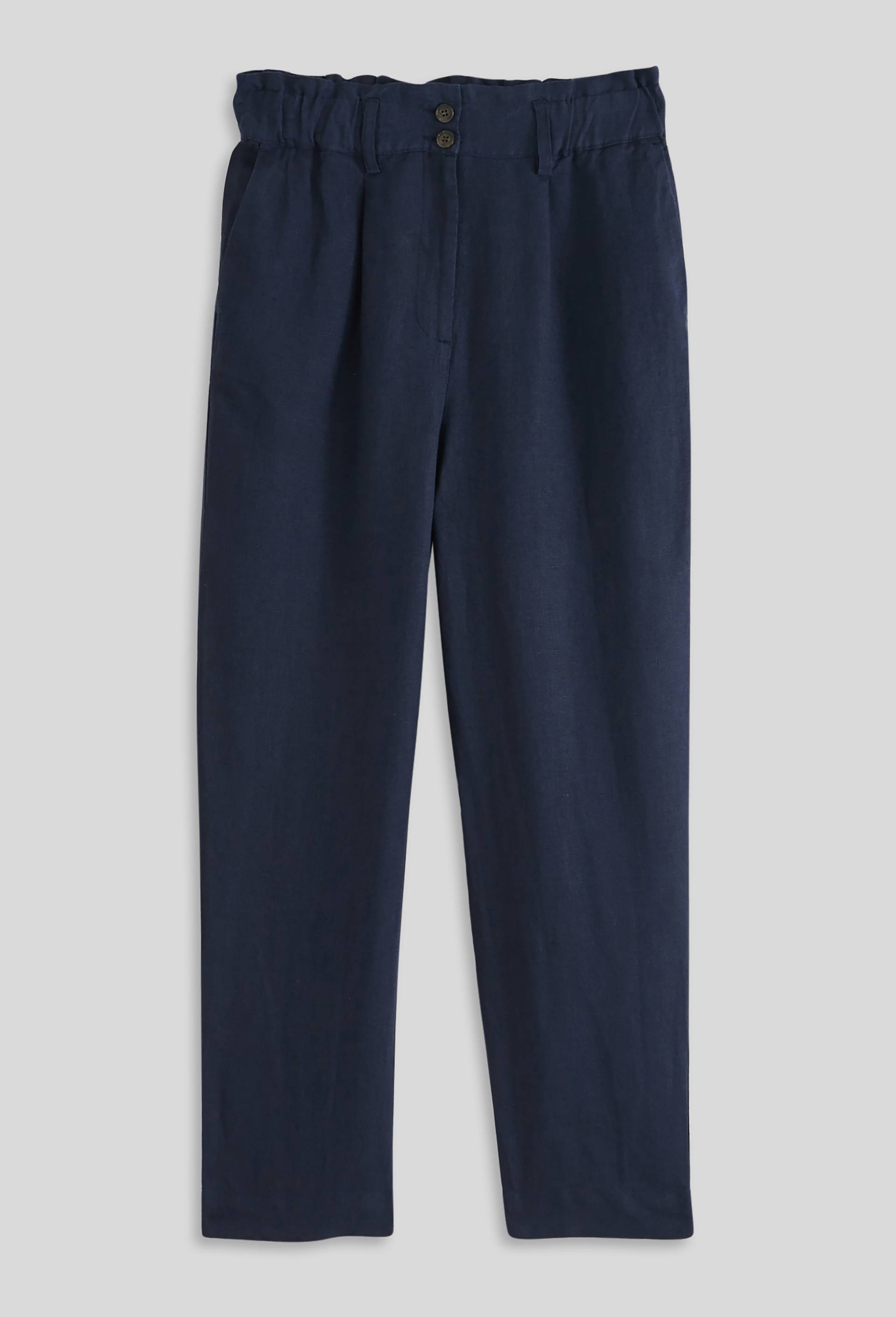 Pantalon en lin taille élastiquée, Bleu foncé, large image number 2.0