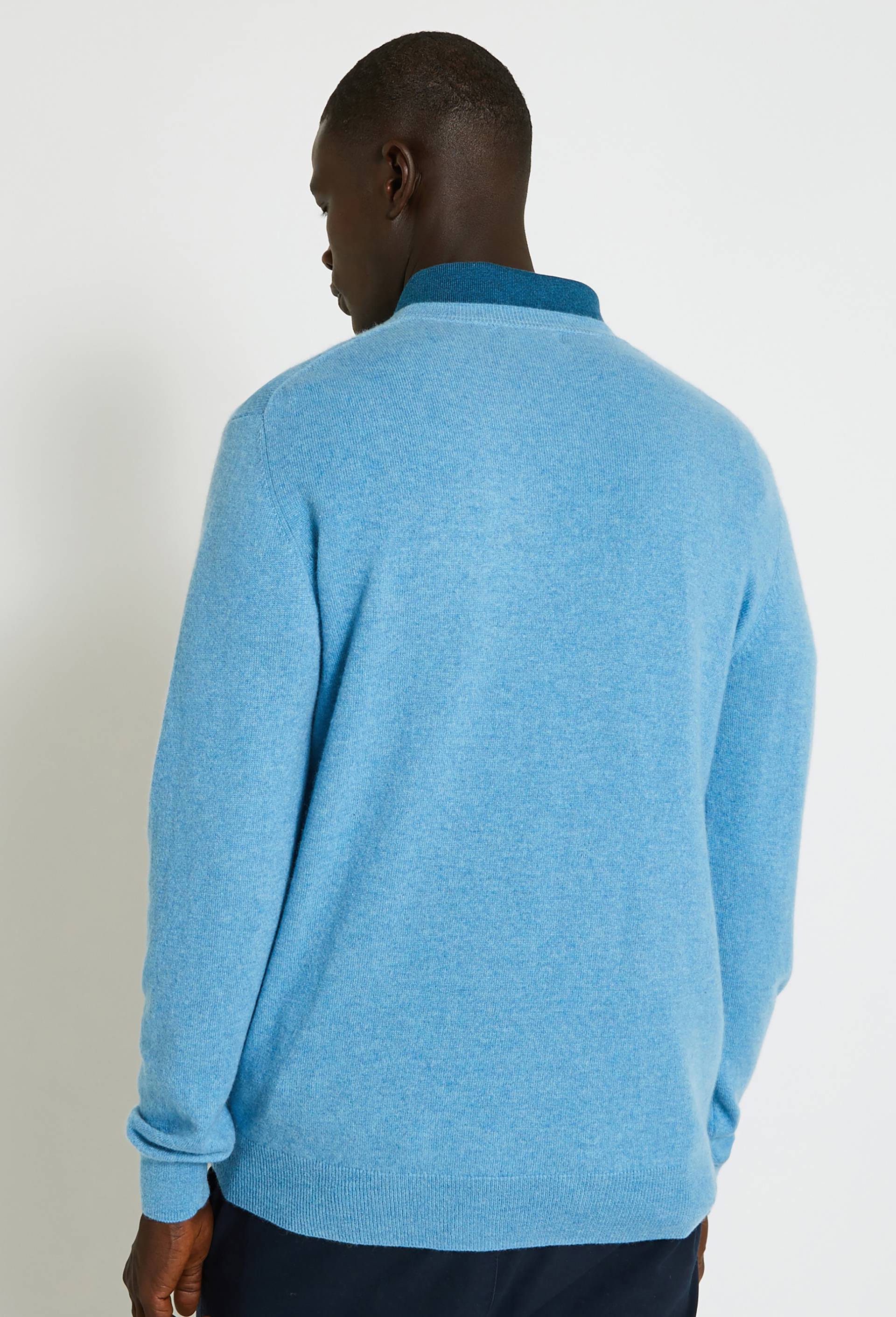 Pull col V en 100% cachemire, Bleu, large image number 1