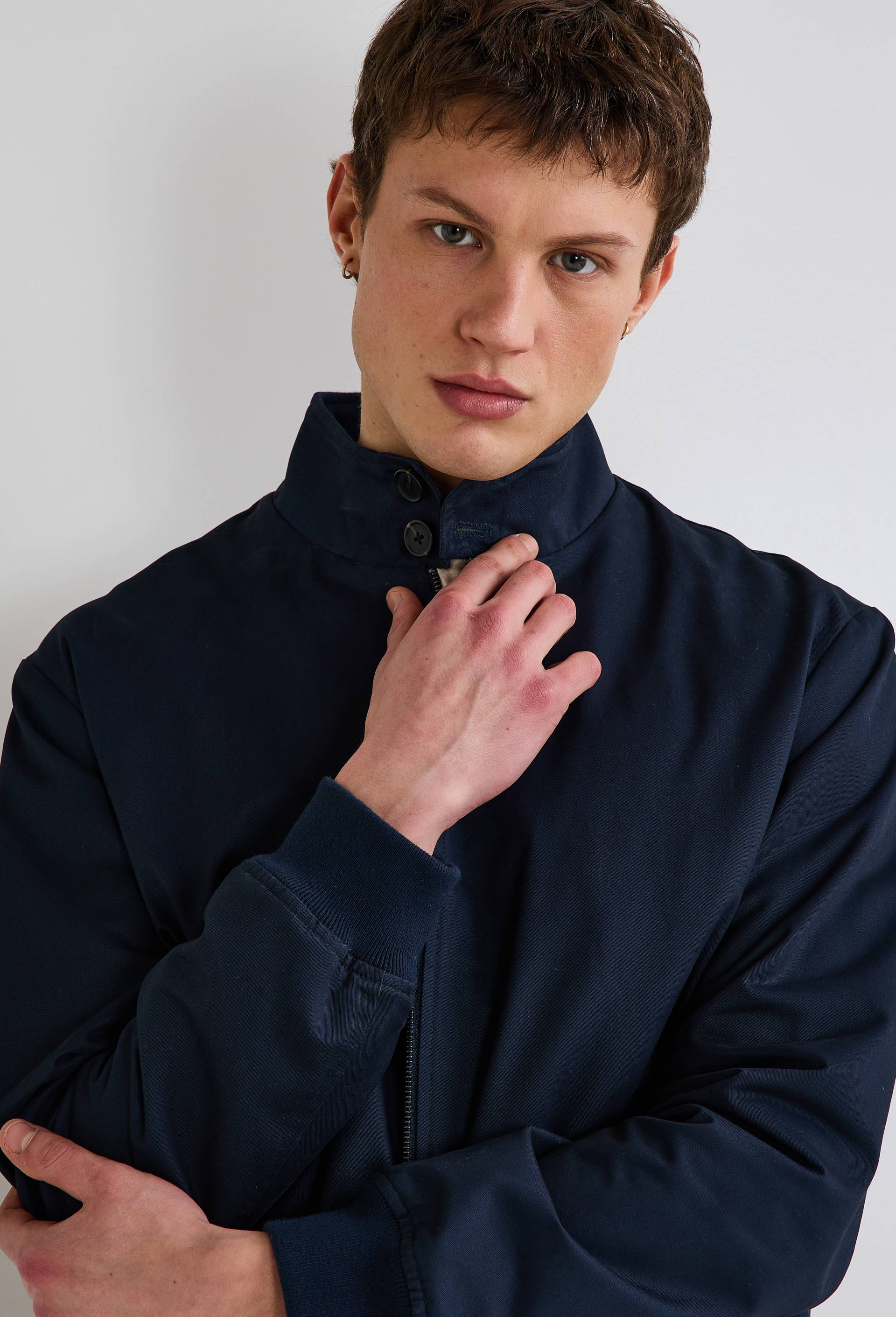 Veste col montant zipp&eacute; en coton BIO, Bleu fonc&eacute;, large image number 0