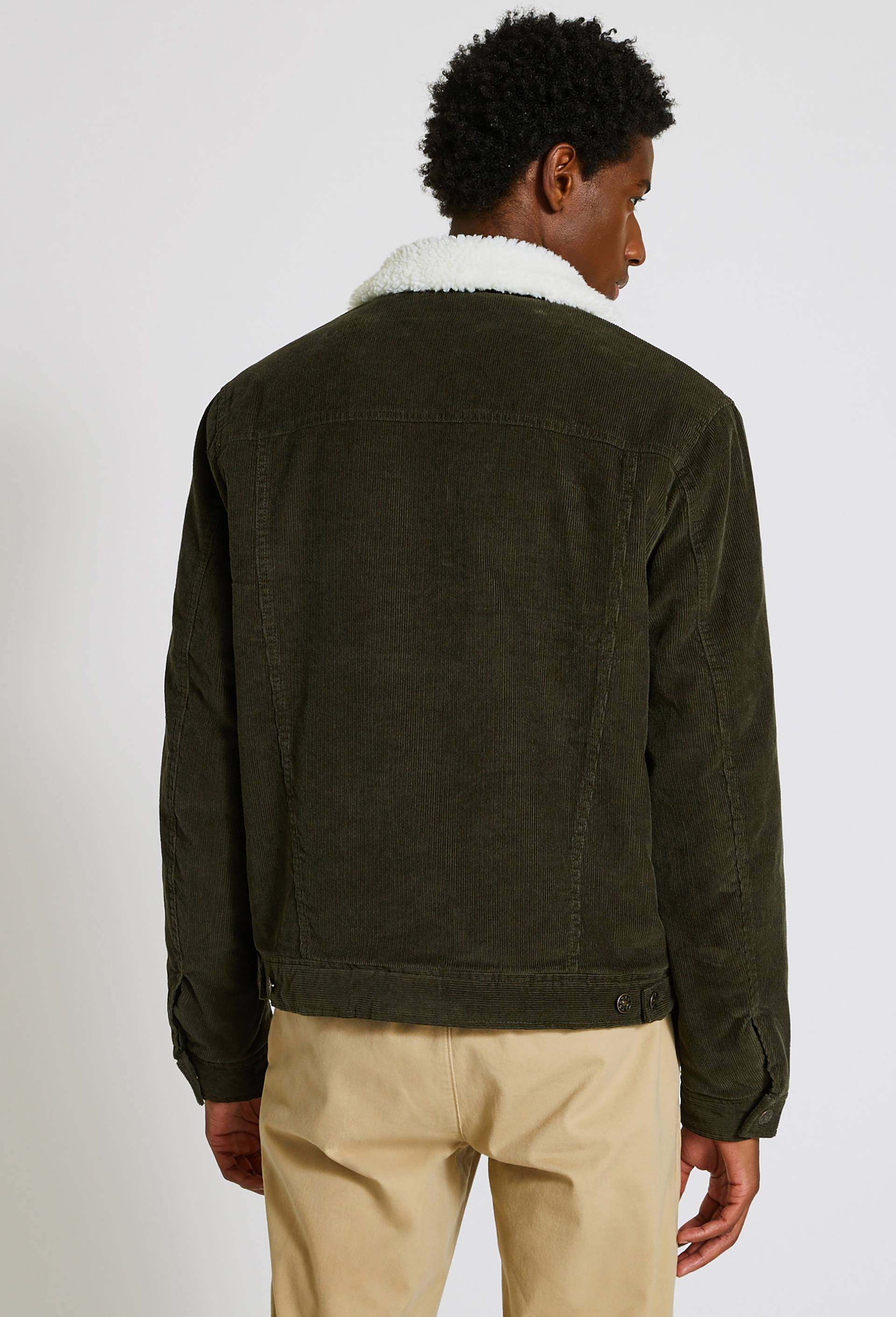 Veste col sherpa en velours de coton, Vert foncé, large image number 1.0