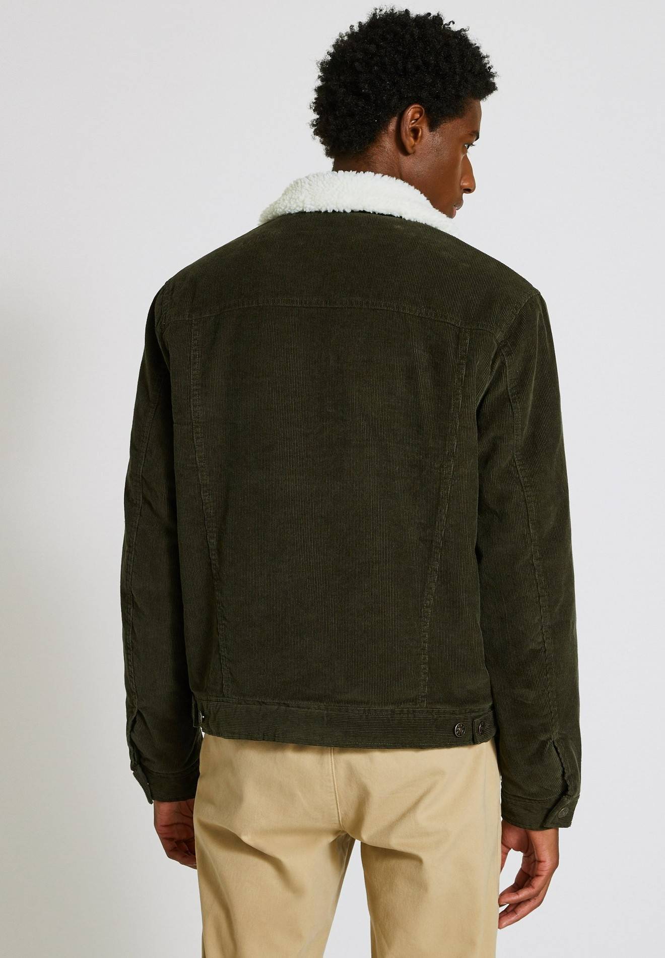 Veste col sherpa en velours de coton, Vert foncé, large image number 4.0