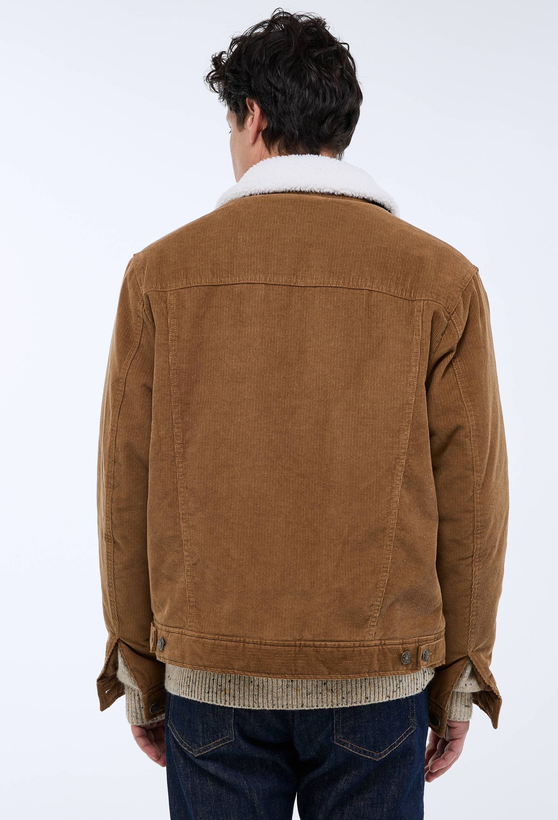 Veste col sherpa en velours de coton, Brun clair, large image number 1.0