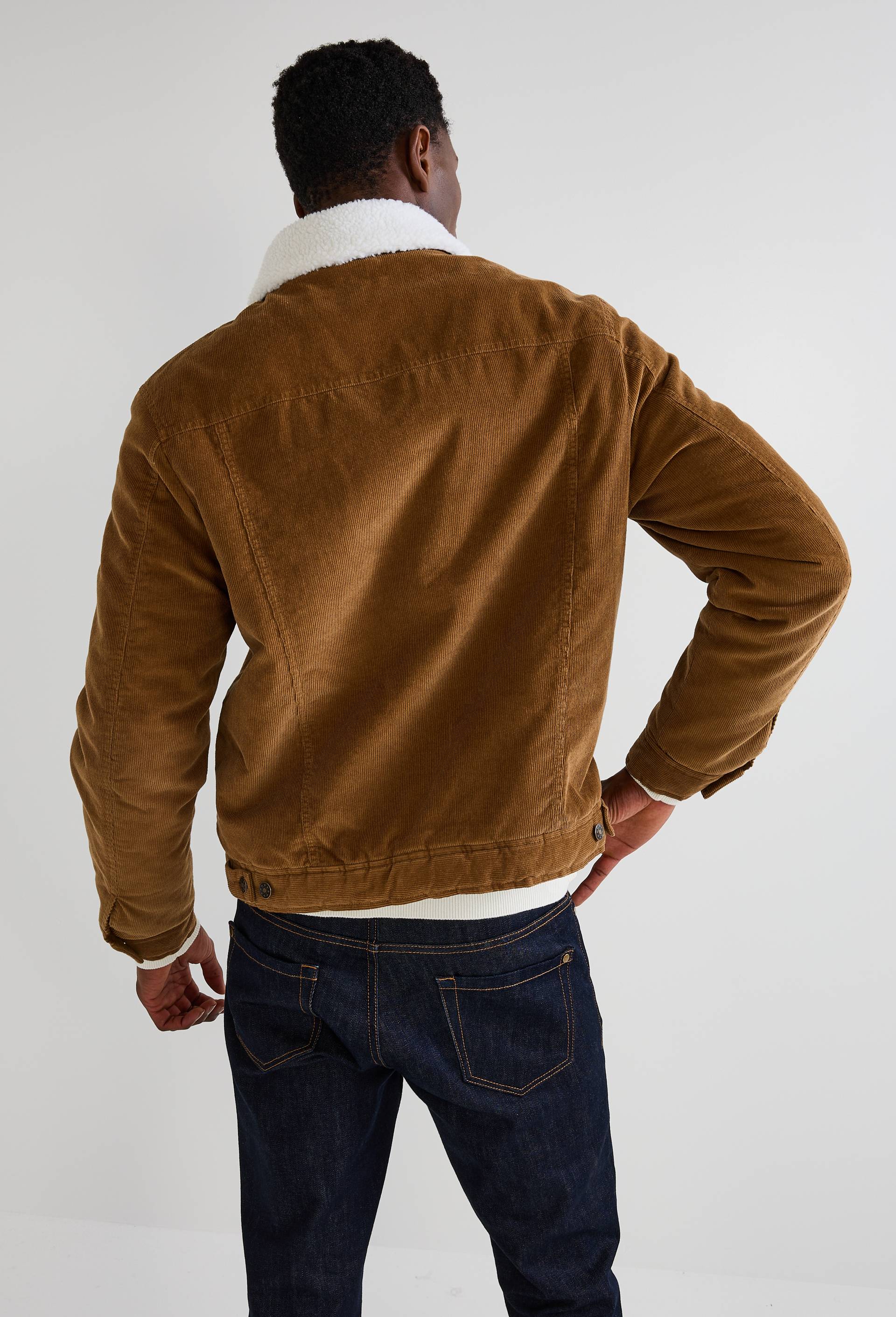 Veste col sherpa en velours de coton, Brun clair, large image number 2.0