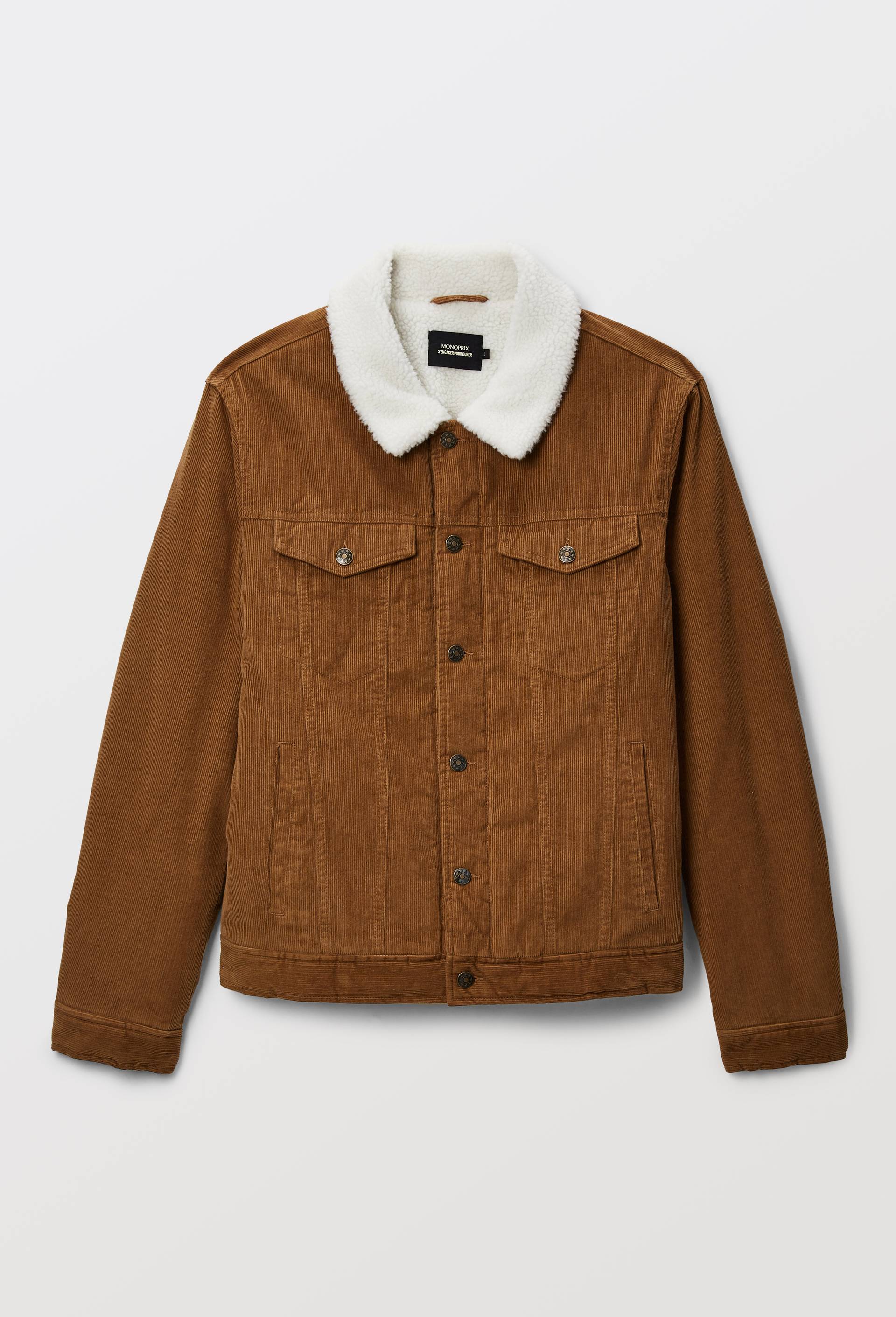 Veste col sherpa en velours de coton, Brun clair, large image number 2