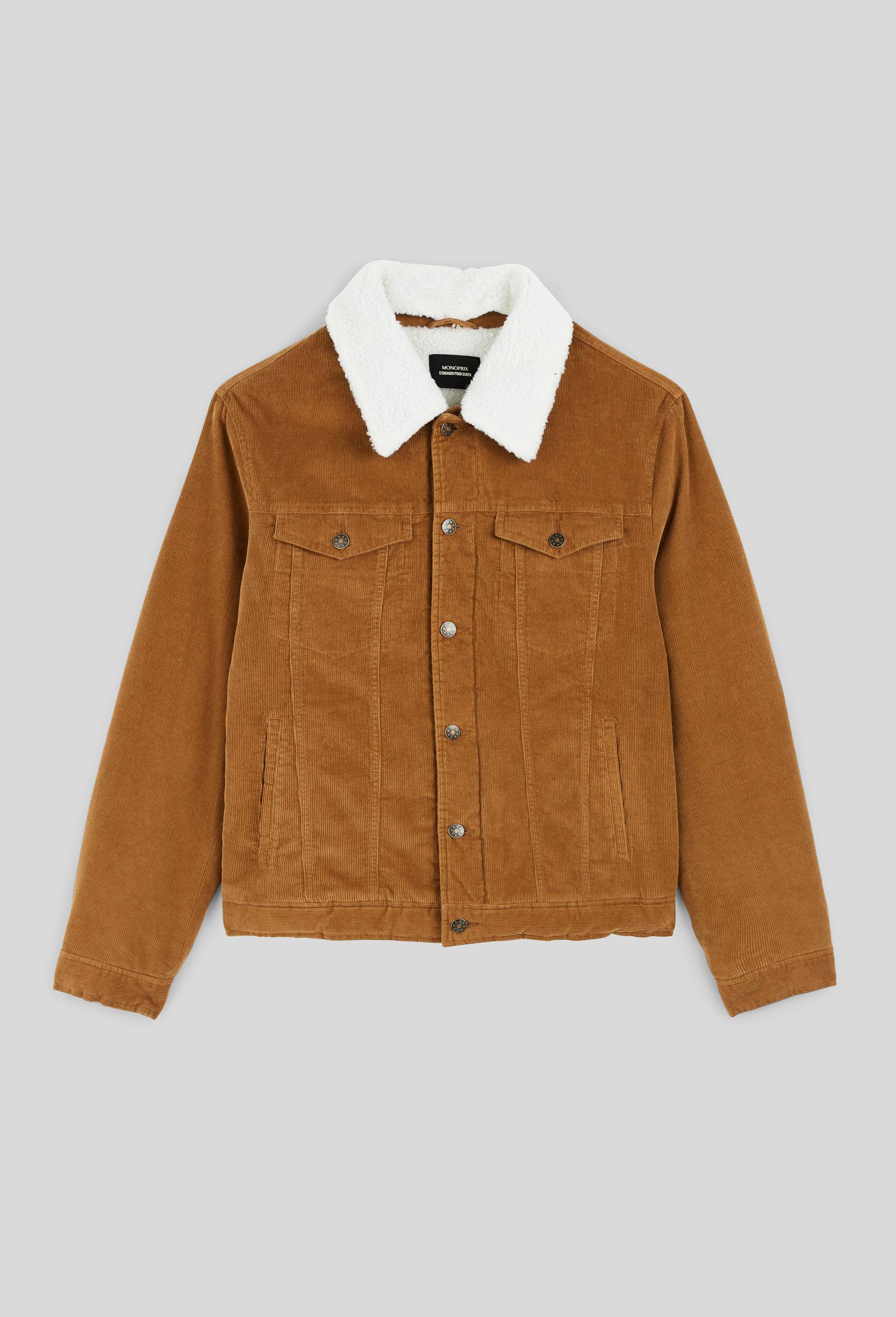 Veste col sherpa en velours de coton, Brun clair, large image number 3