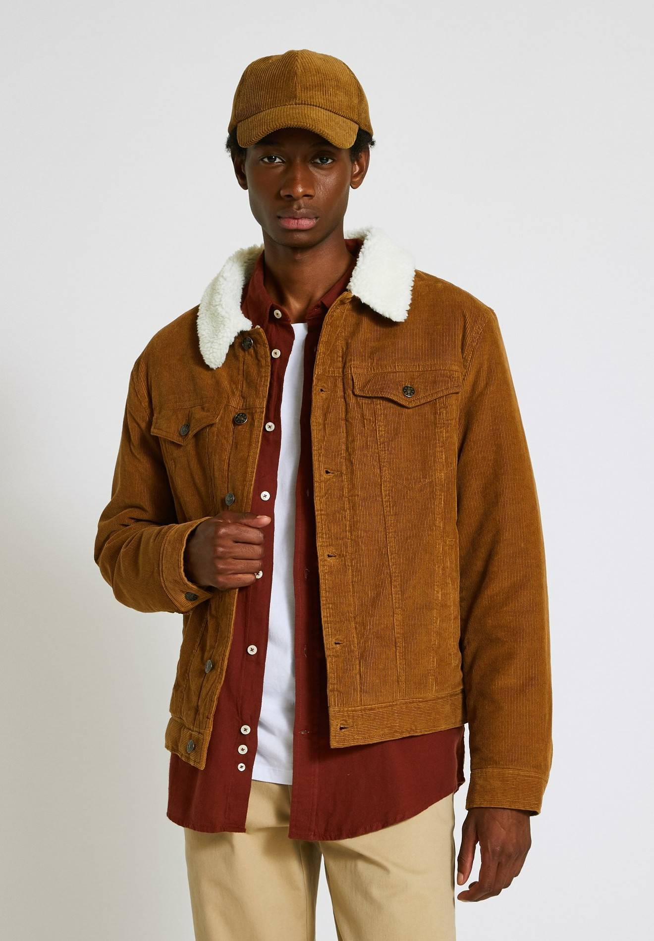 Veste col sherpa en velours de coton, Brun clair, large image number 4
