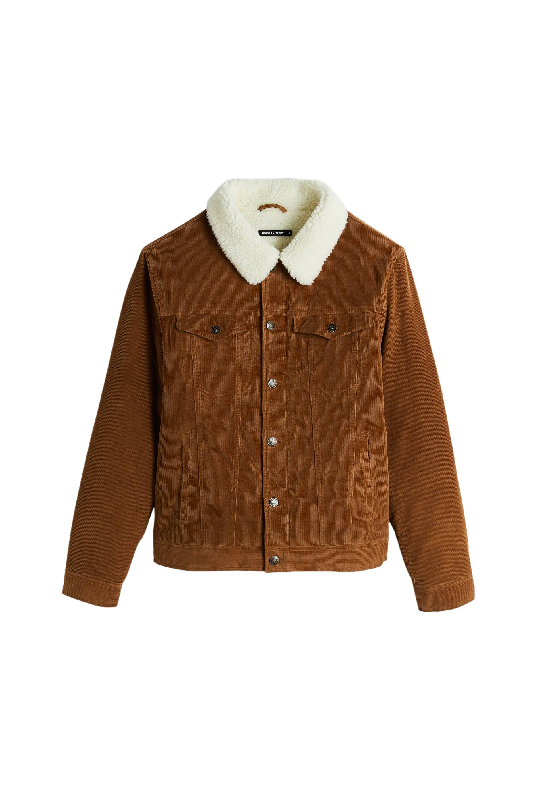 Veste col sherpa en velours de coton, Brun clair, large image number 6.0