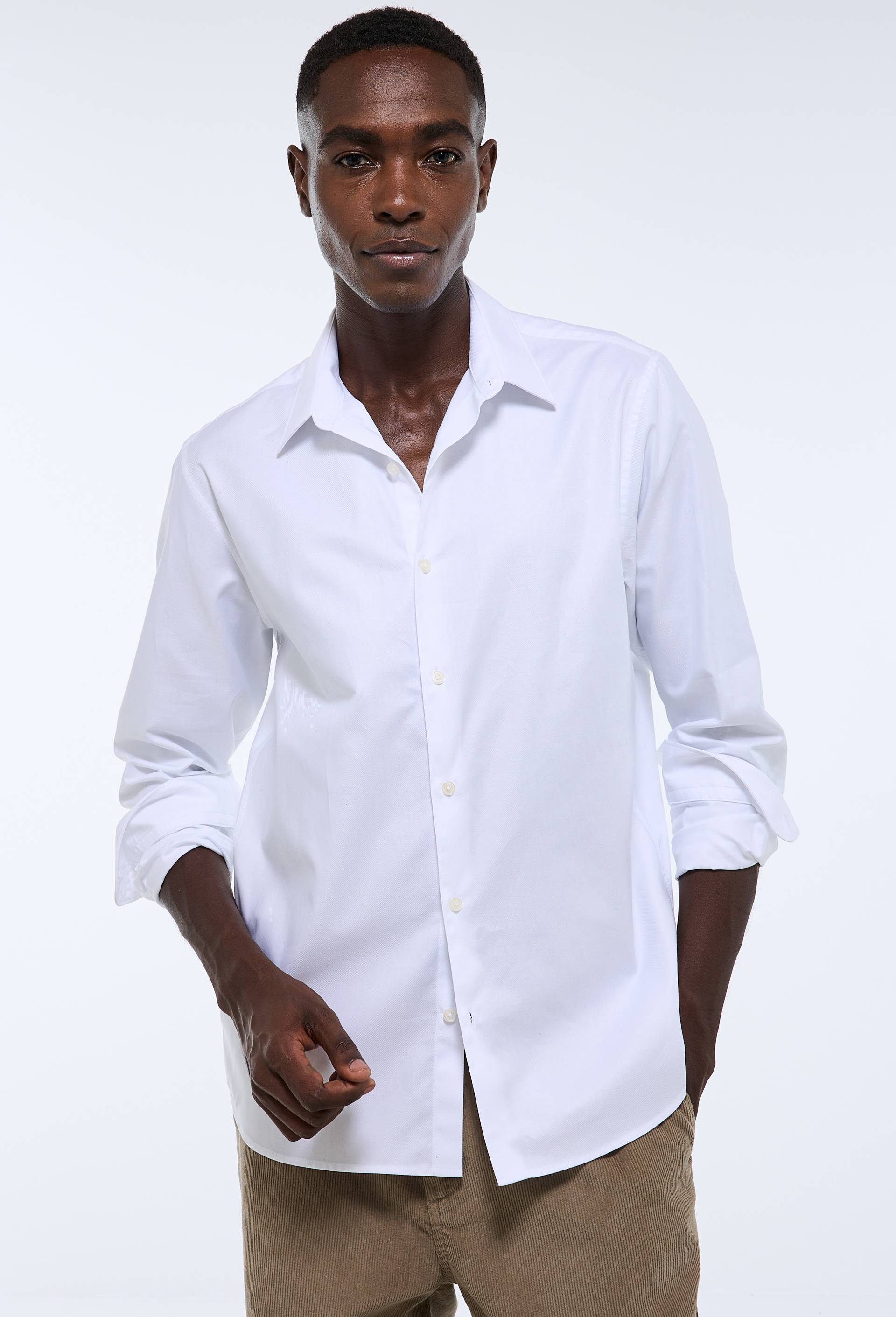 Chemise ville unie en coton, Blanc, large image number 2