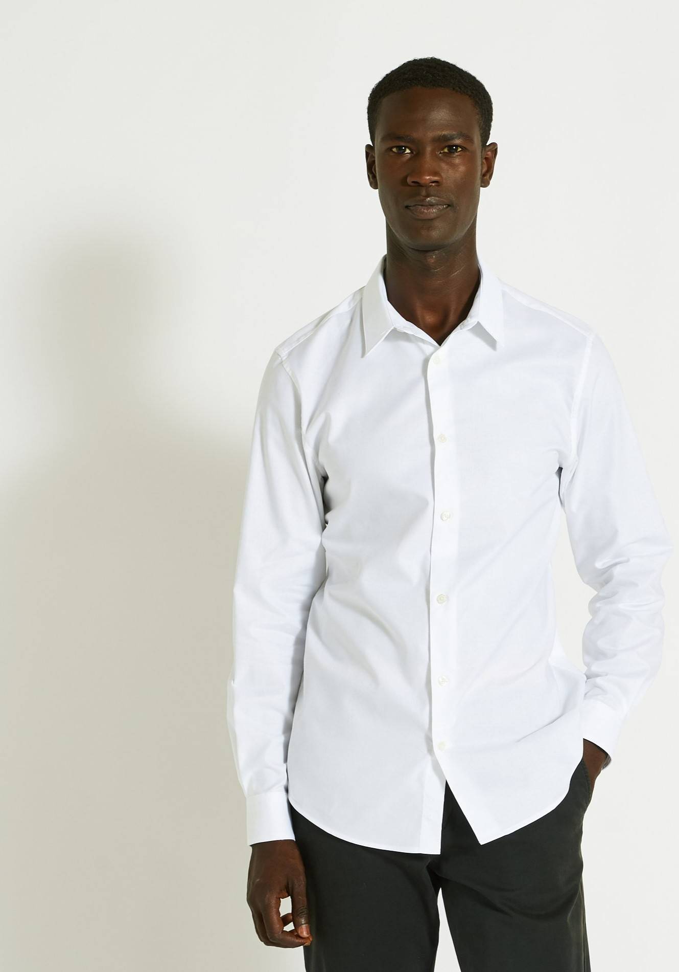 Chemise ville unie en coton, Blanc, large image number 4