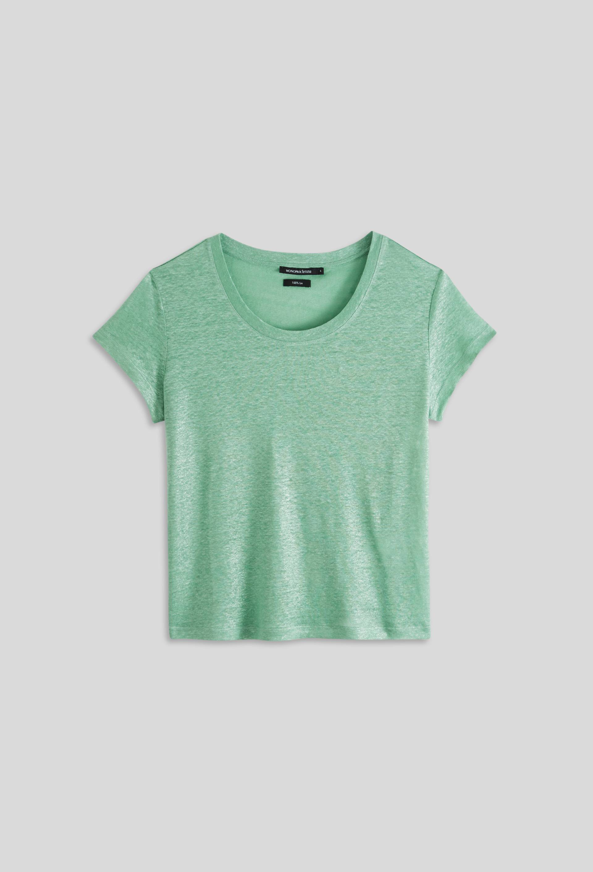T-shirt en lin irisé, Vert clair, large image number 2