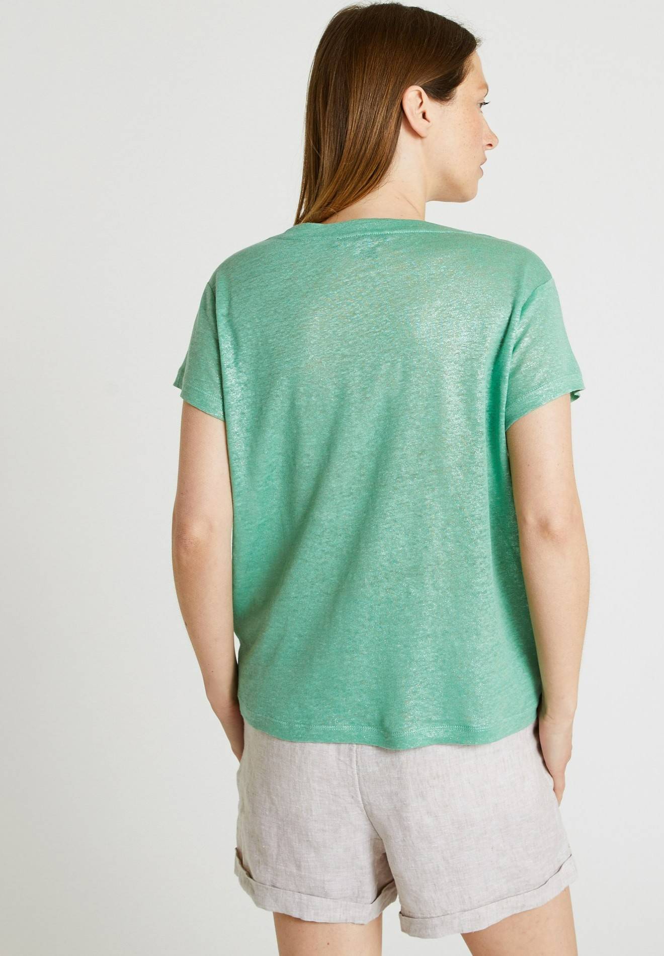 T-shirt en lin irisé, Vert clair, large image number 4