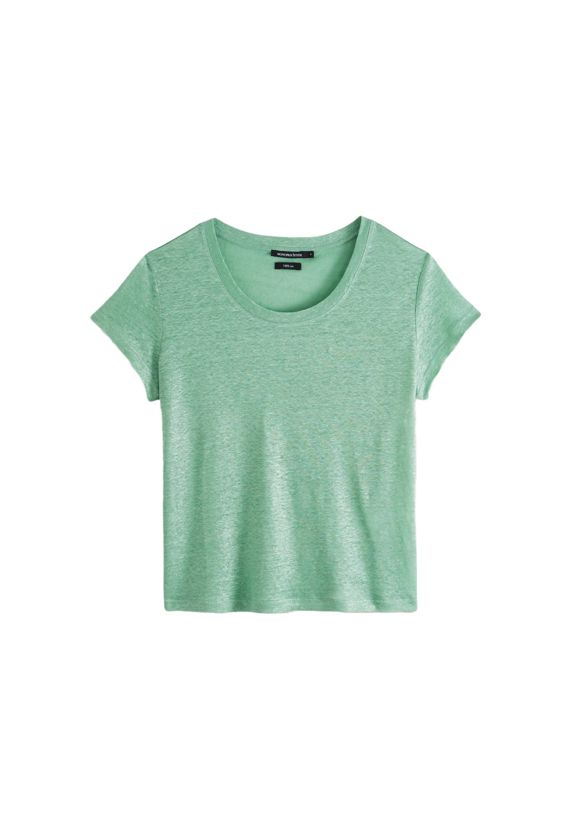 T-shirt en lin irisé, Vert clair, large image number 5.0