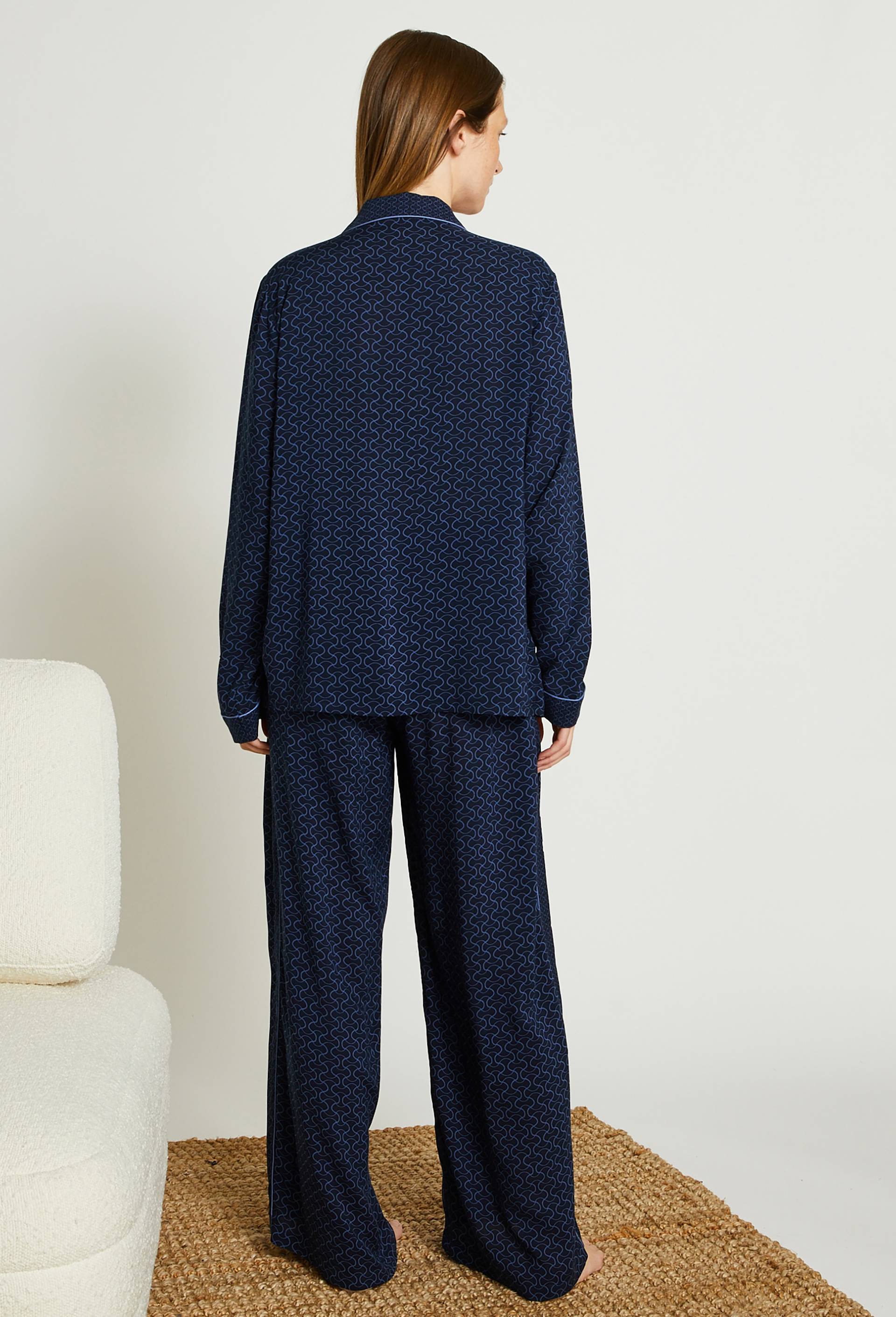 Pyjama large en viscose ECOVERO, Bleu foncé, large image number 1