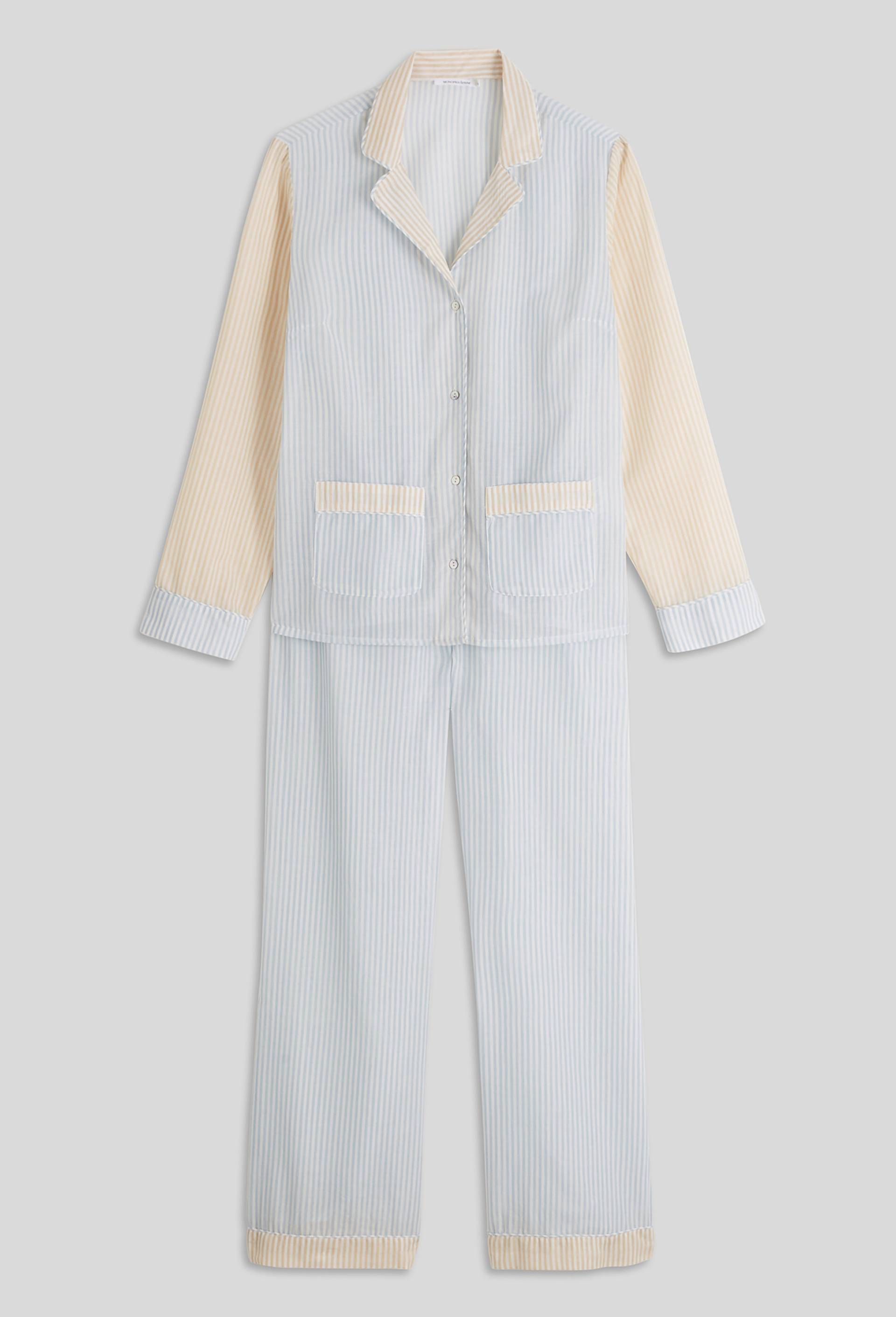 Pyjama à rayures en voile de coton BIO, Beige clair, large image number 2.0