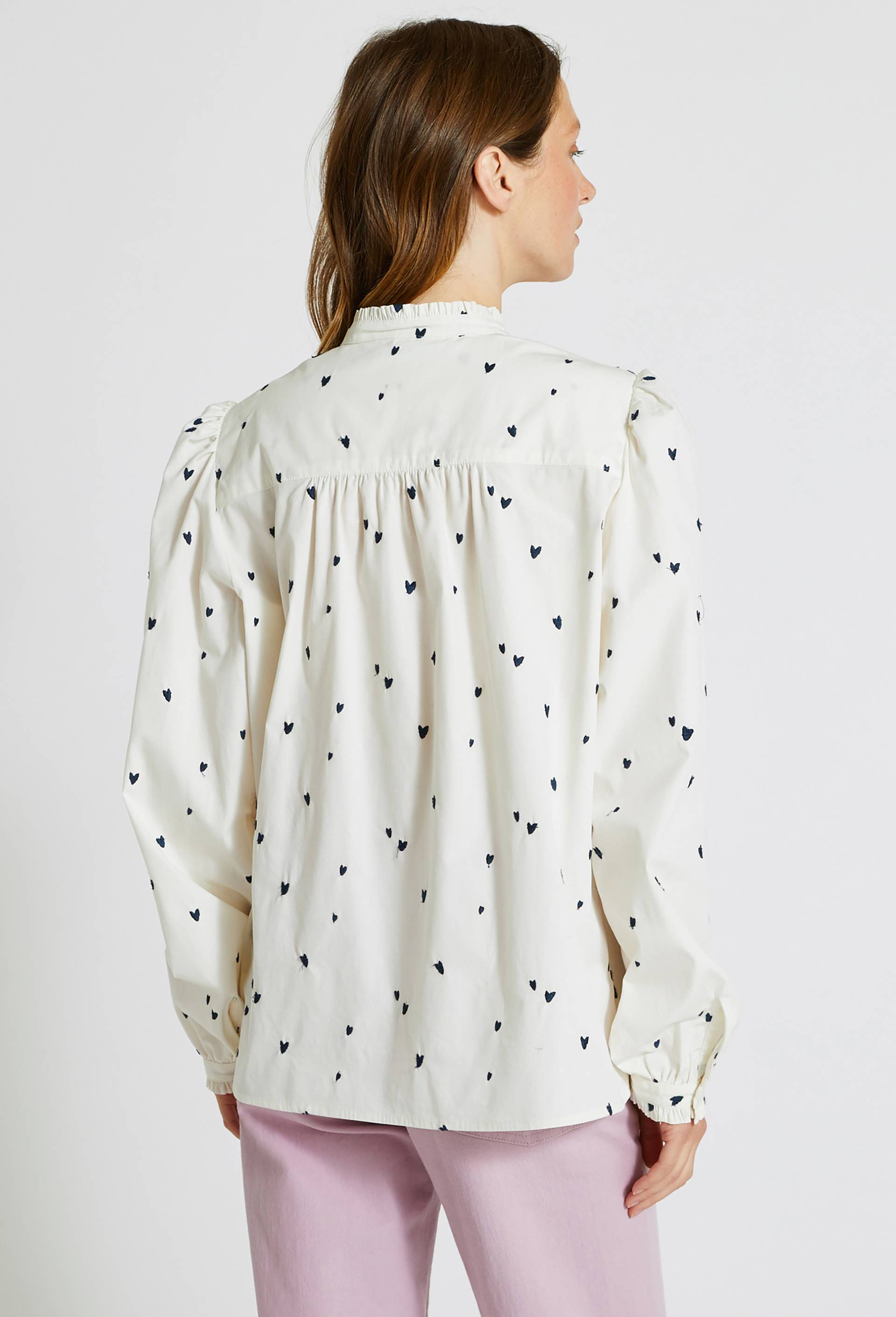 Chemise avec broderie en coton, Bleu foncé, large image number 1.0