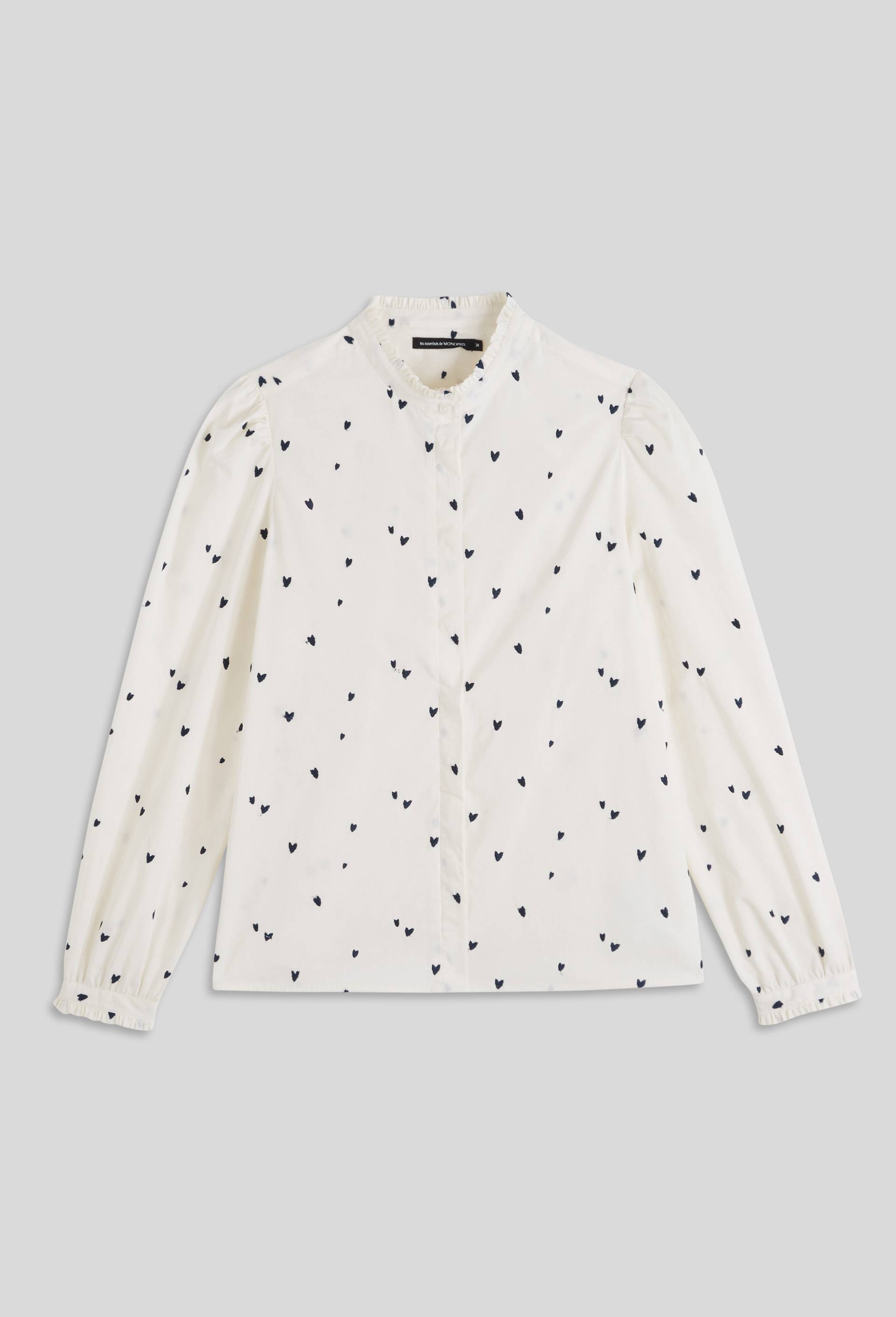 Chemise avec broderie en coton, Bleu foncé, large image number 2.0