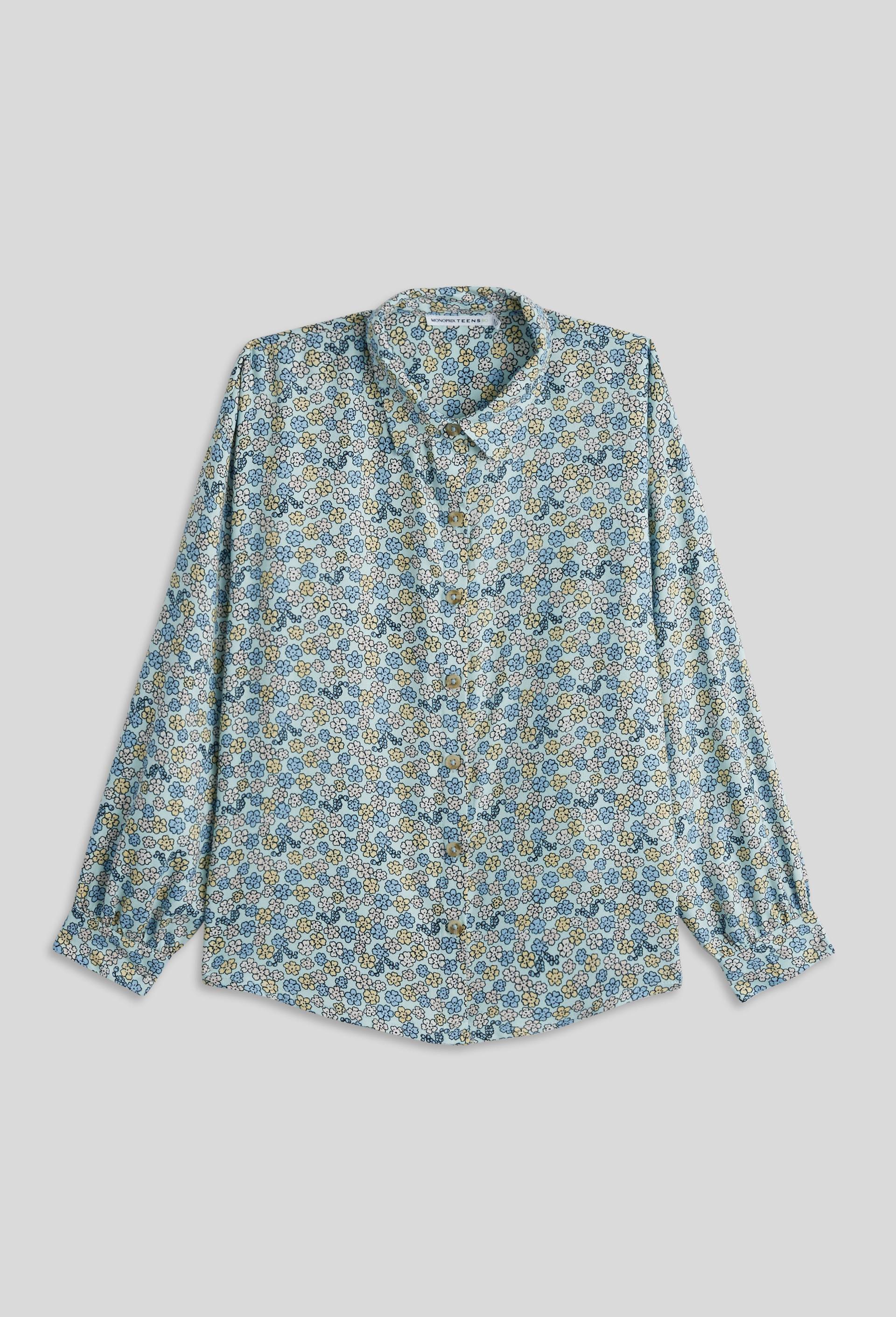 Chemise imprimée en viscose, Bleu foncé, large image number 1
