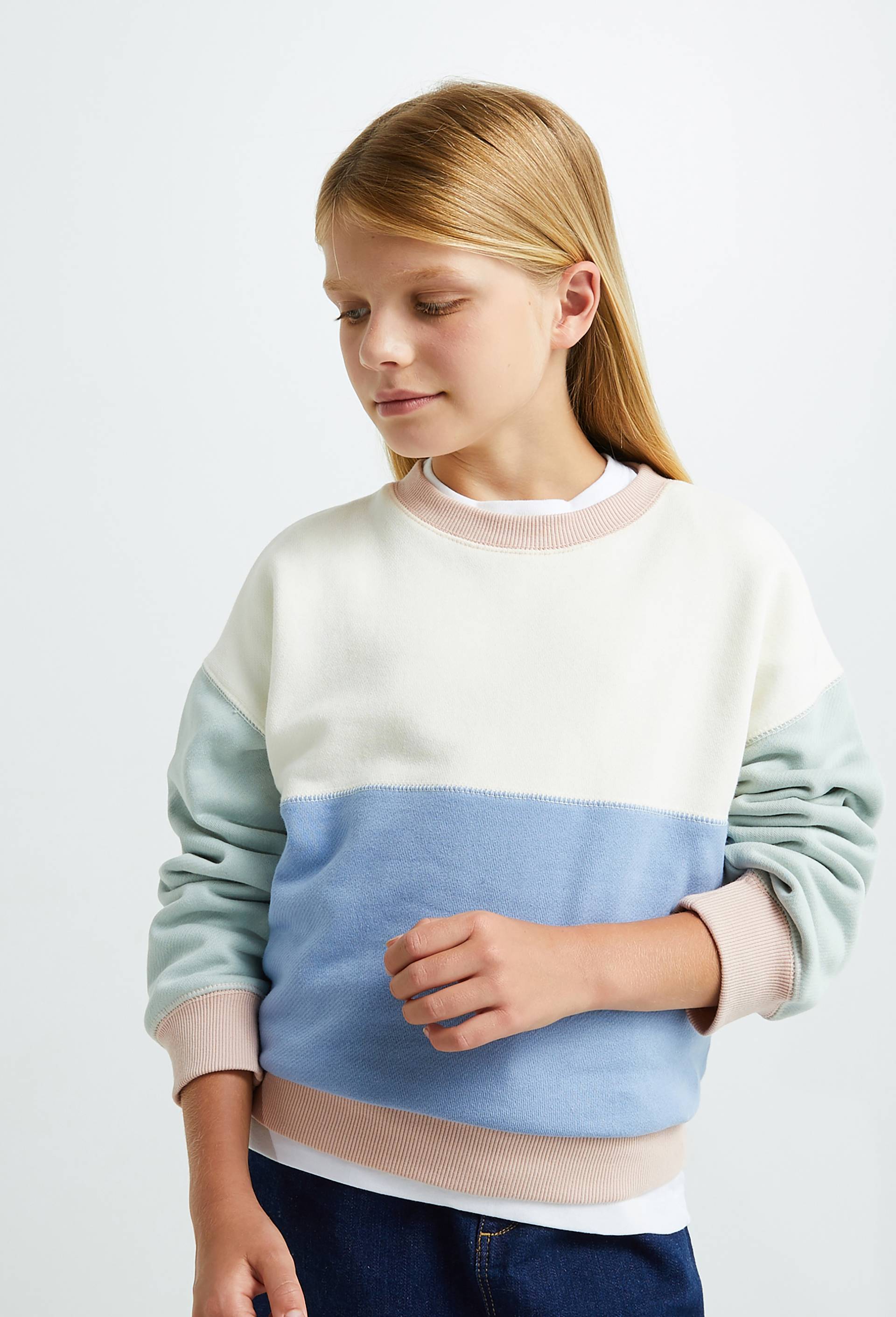 Sweat colorblock contenant du coton BIO, Vert clair, large image number 0