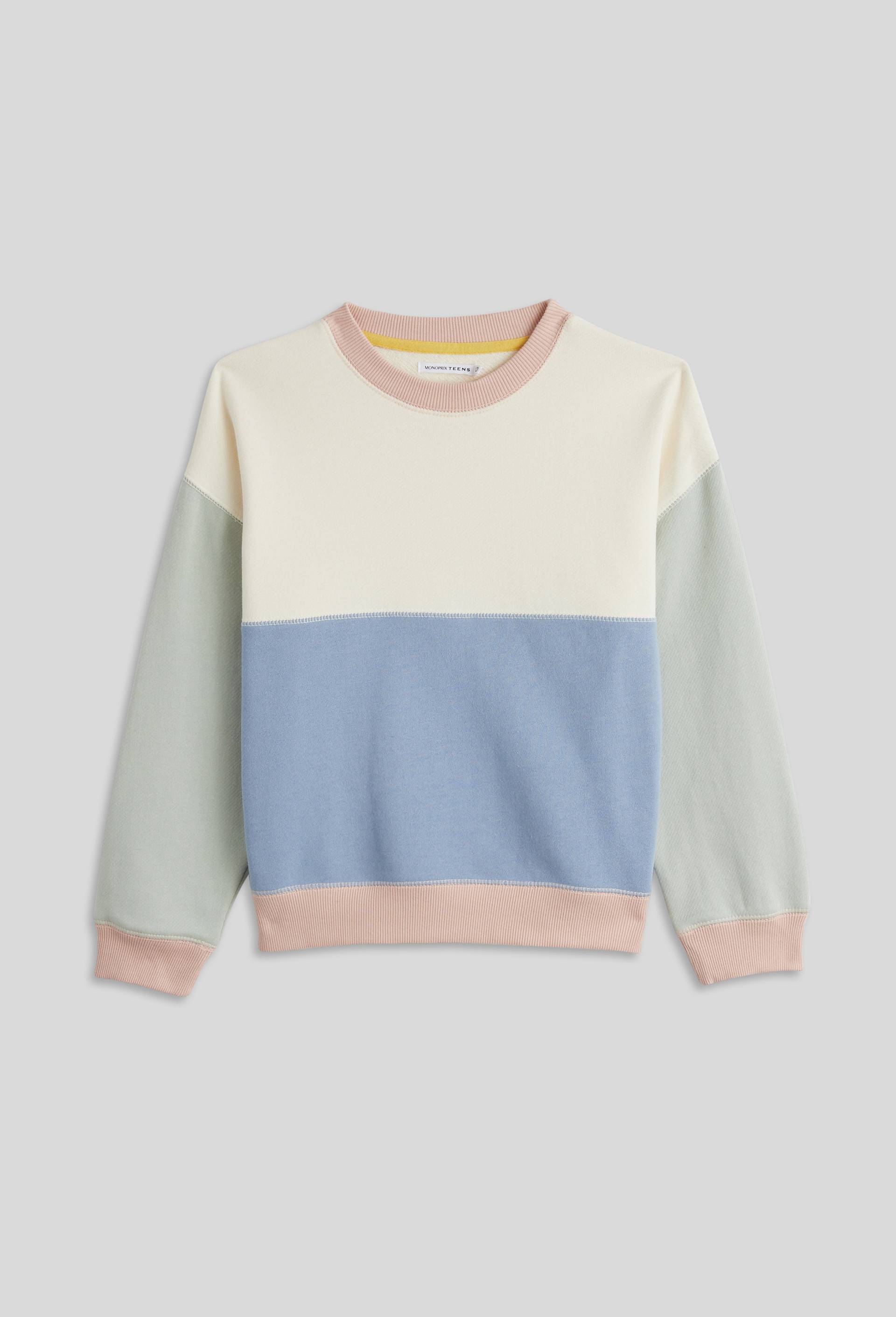 Sweat colorblock contenant du coton BIO, Vert clair, large image number 1.0