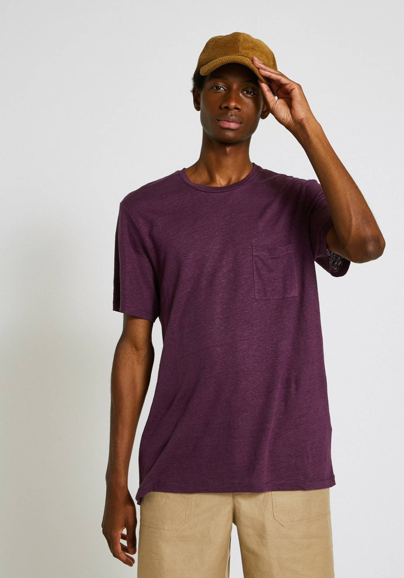 T-shirt manches courtes en lin, Violet foncé, large image number 3