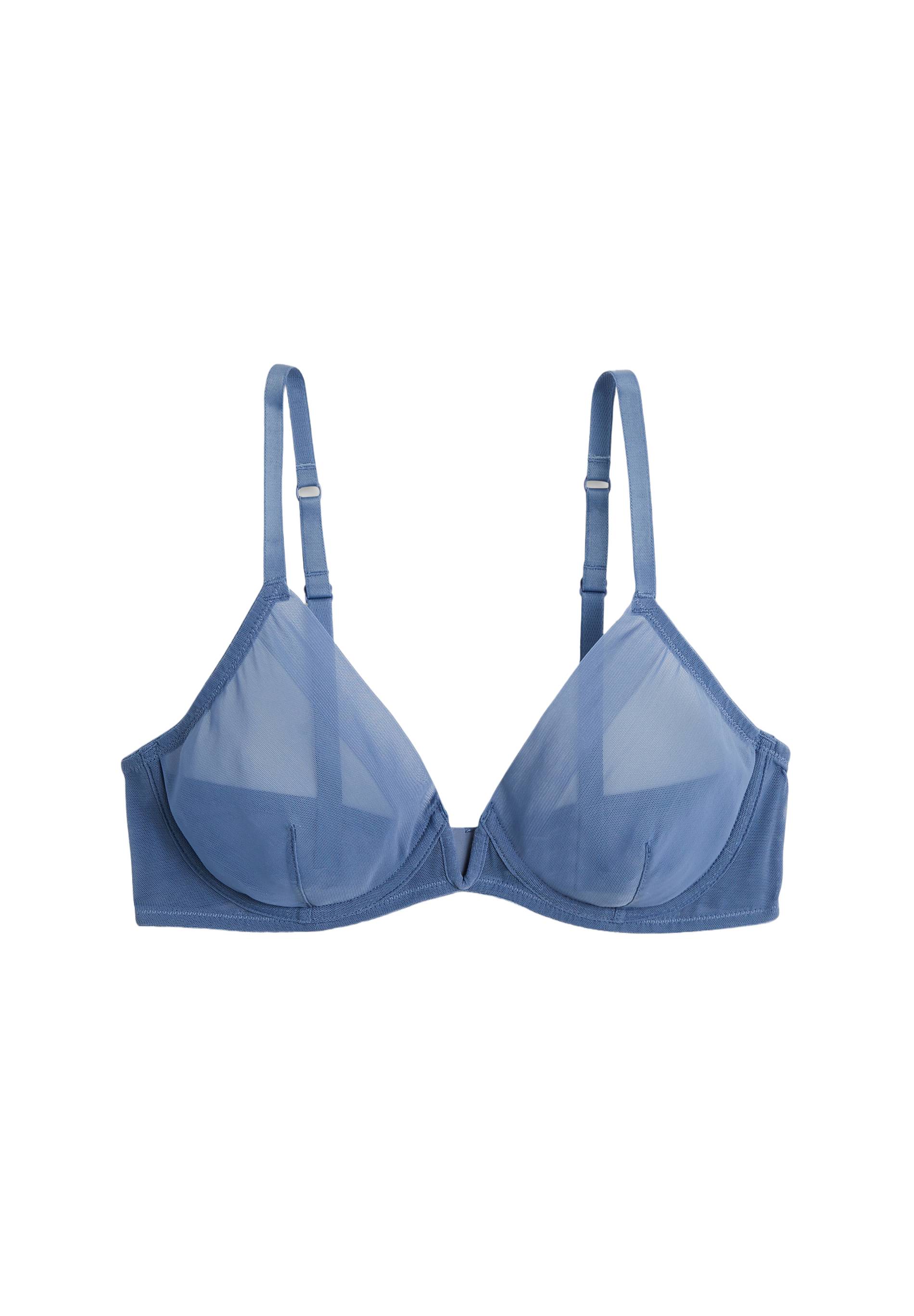 Soutien-gorge corbeille balconnet JUDITH en tulle, Bleu, large image number 3
