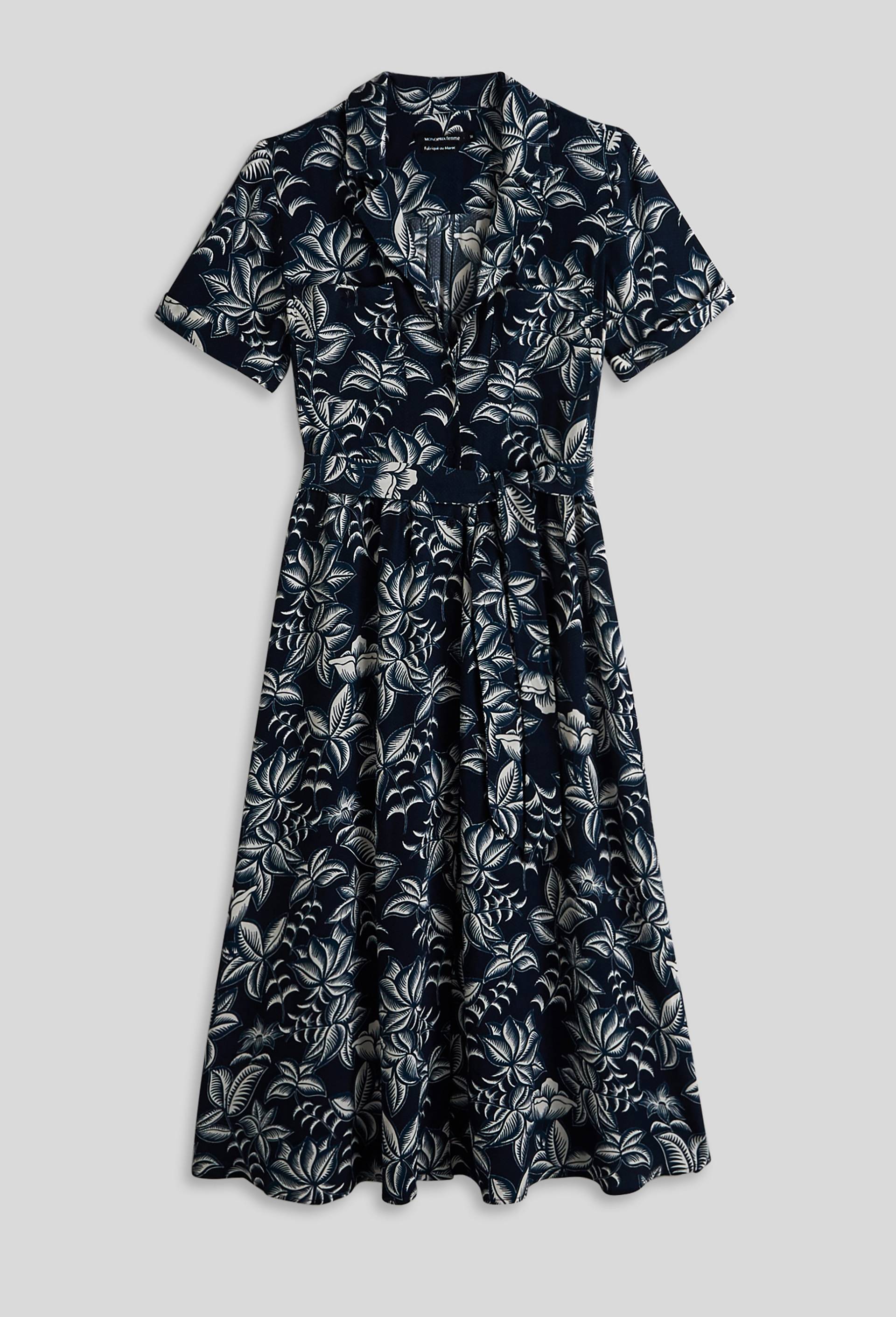 Robe longue en viscose, Bleu foncé, large image number 2