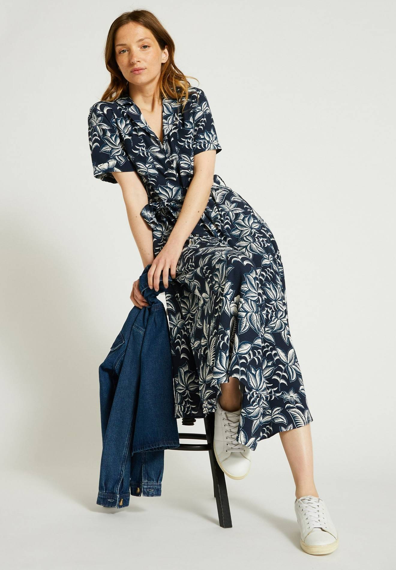 Robe longue en viscose, Bleu foncé, large image number 3.0