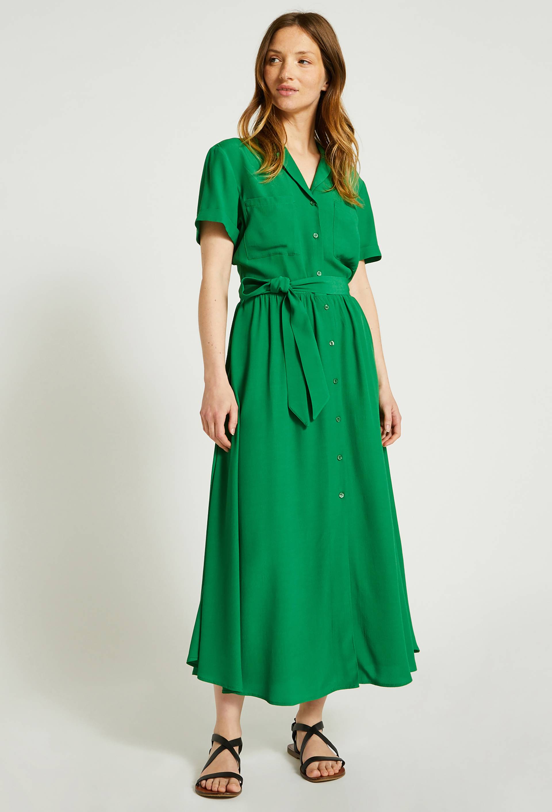 Robe longue en viscose, Vert, large image number 0