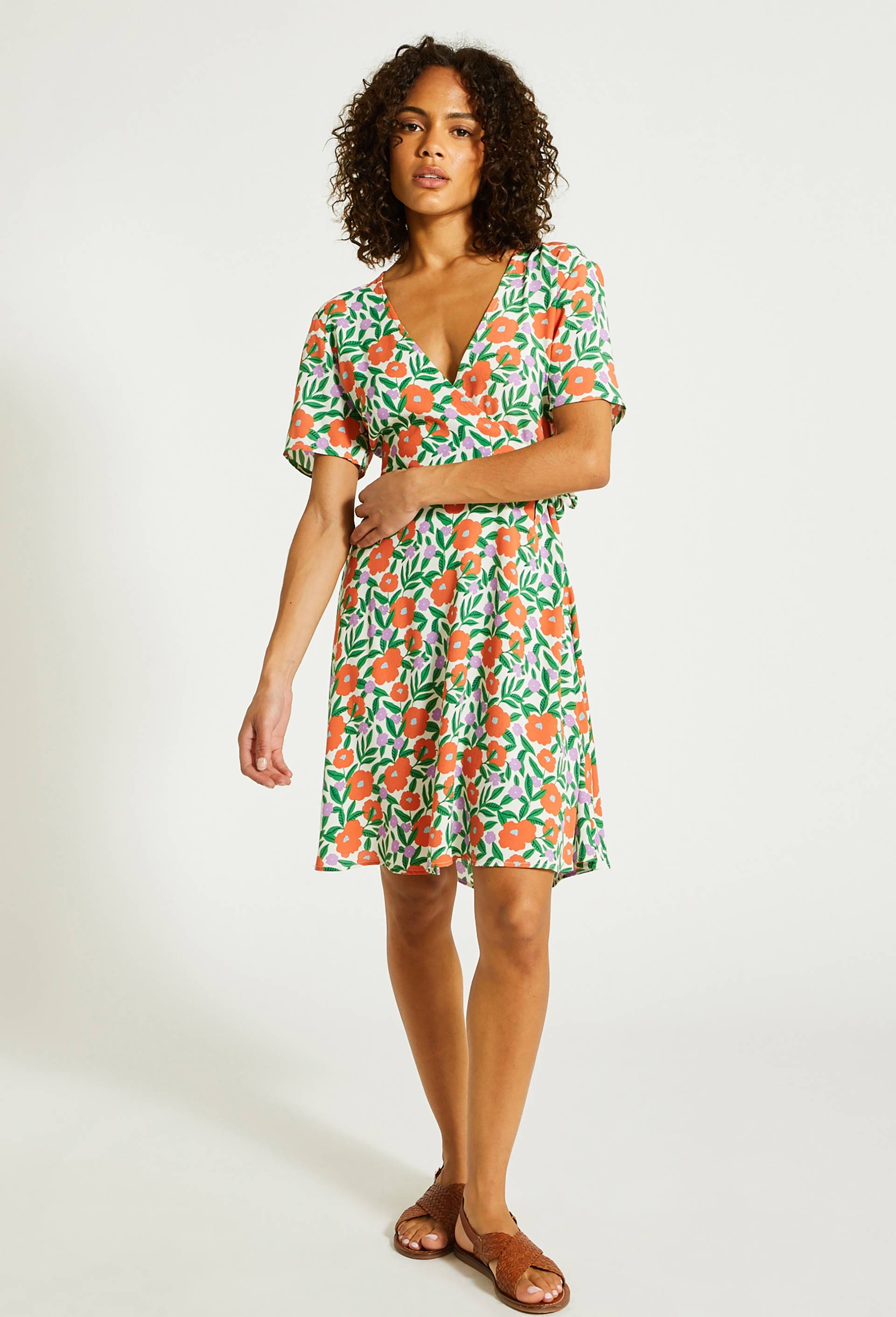 Robe courte en viscose, Orange clair, large image number 0.0