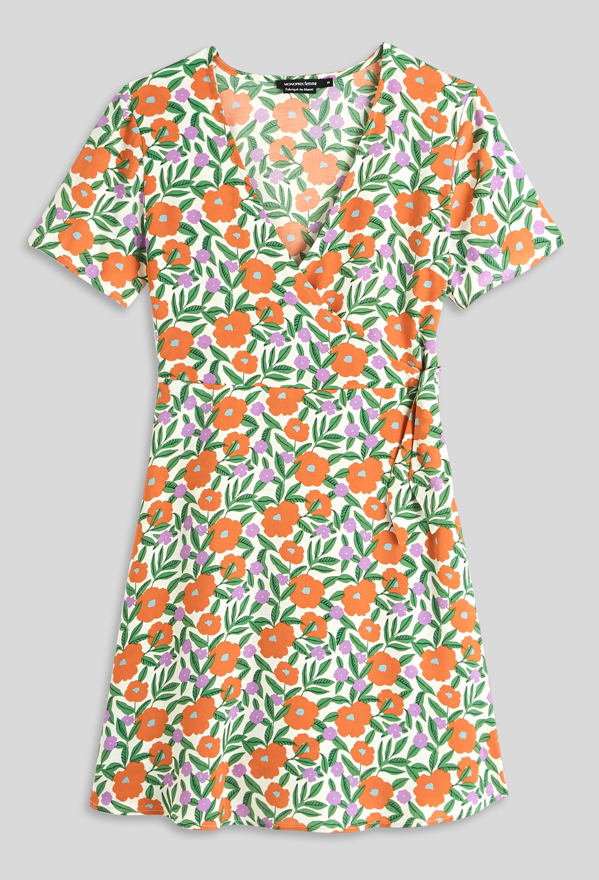 Robe courte en viscose, Orange clair, large image number 2.0
