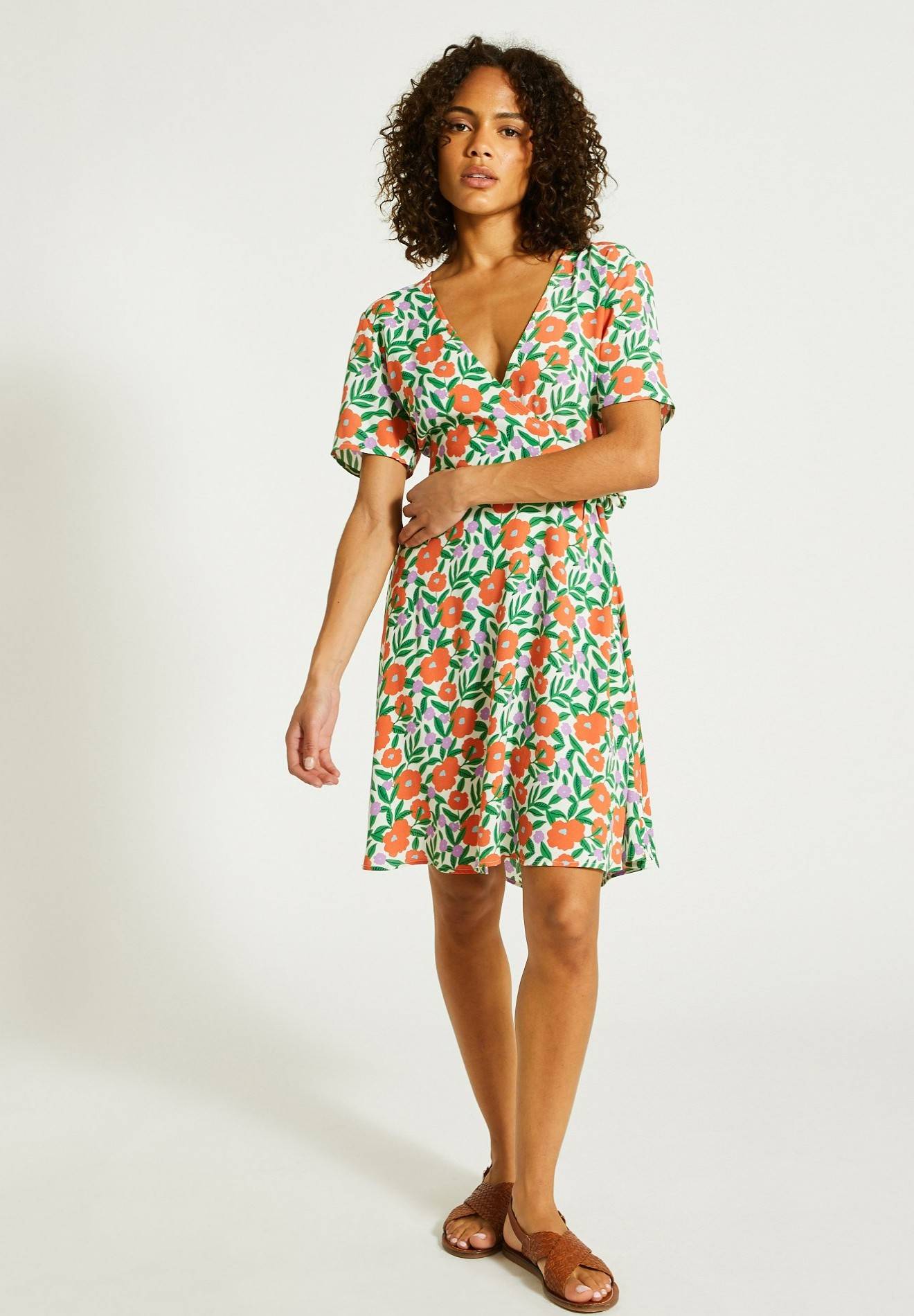 Robe courte en viscose, Orange clair, large image number 3