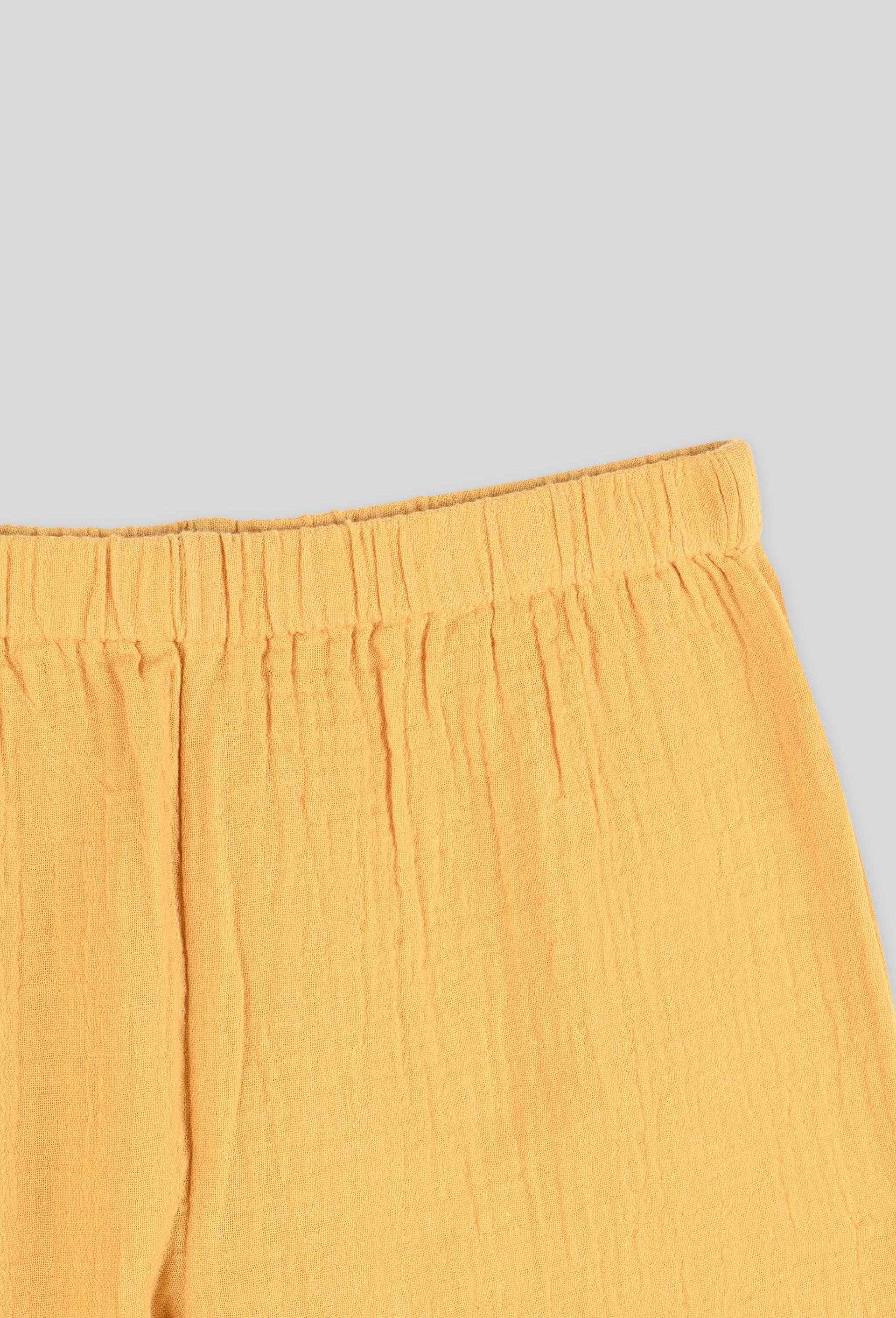 Pyjama fille maille uni miel BIO, Jaune foncé, large image number 2
