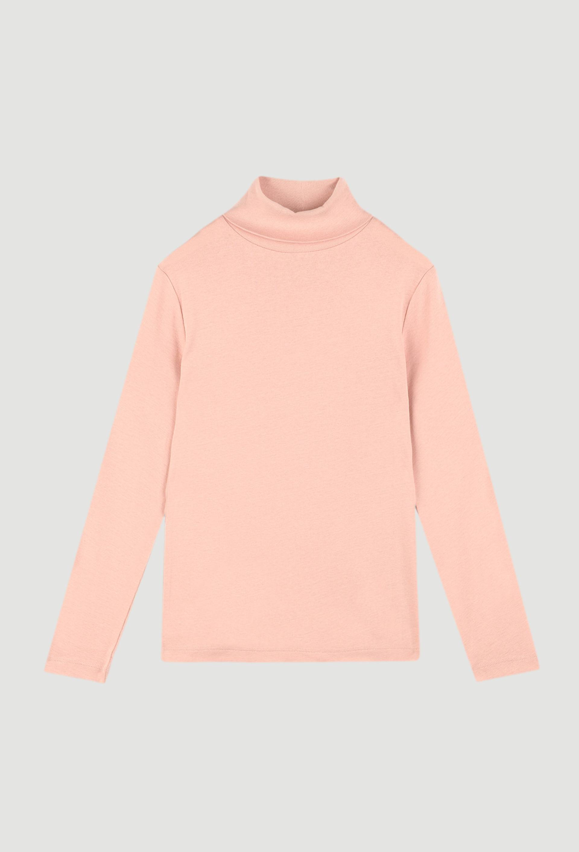 TEESHIRT UNI MANCHES LONGUES COL ROULE, Rose clair, large image number 0.0