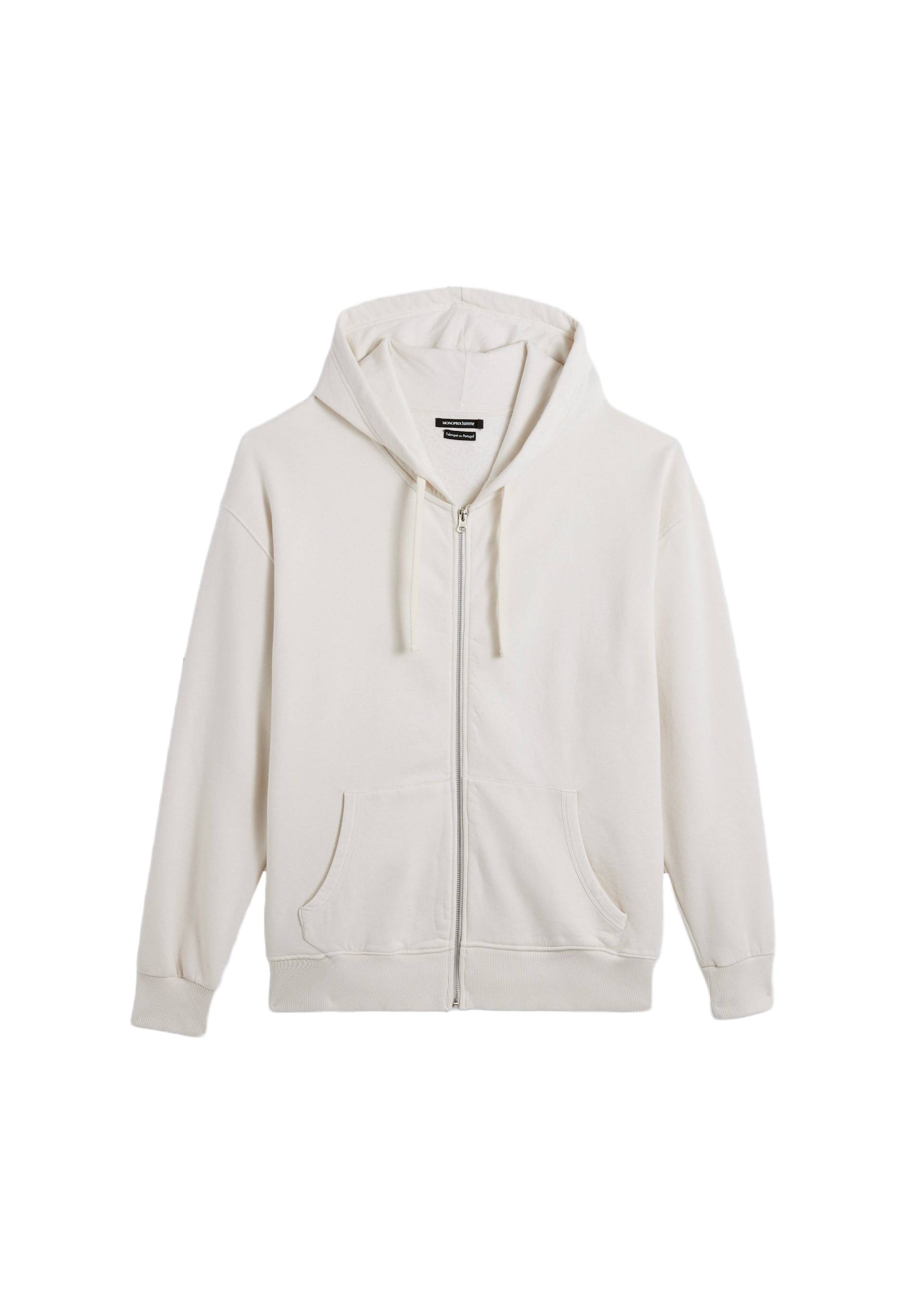 Sweat zip &agrave; capuche, Ecru, large image number 5
