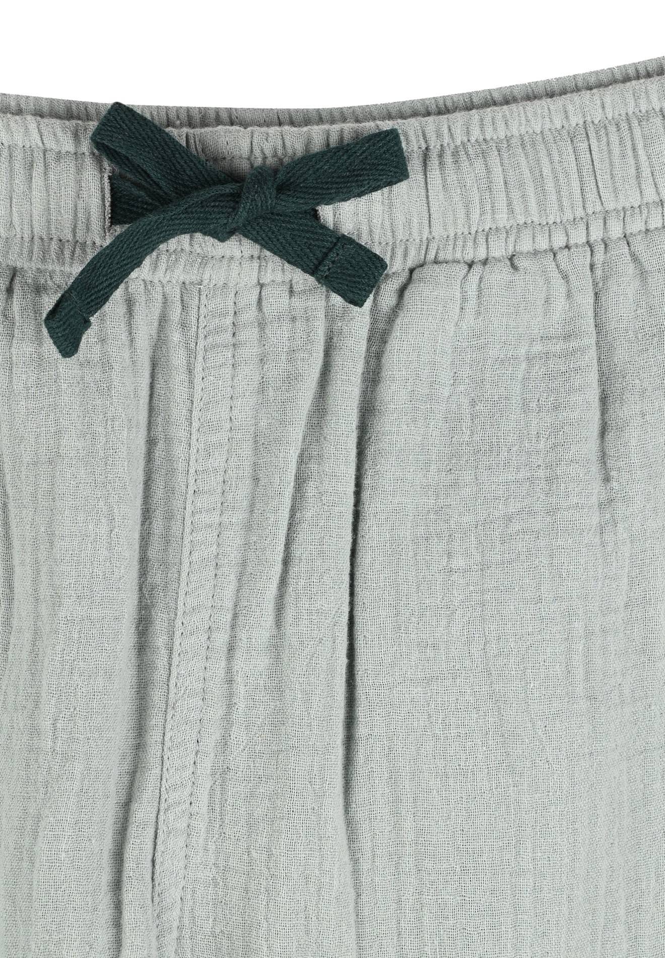 Pyjama long col chemise uni en gaze de coton BIO, Bleu, large image number 5