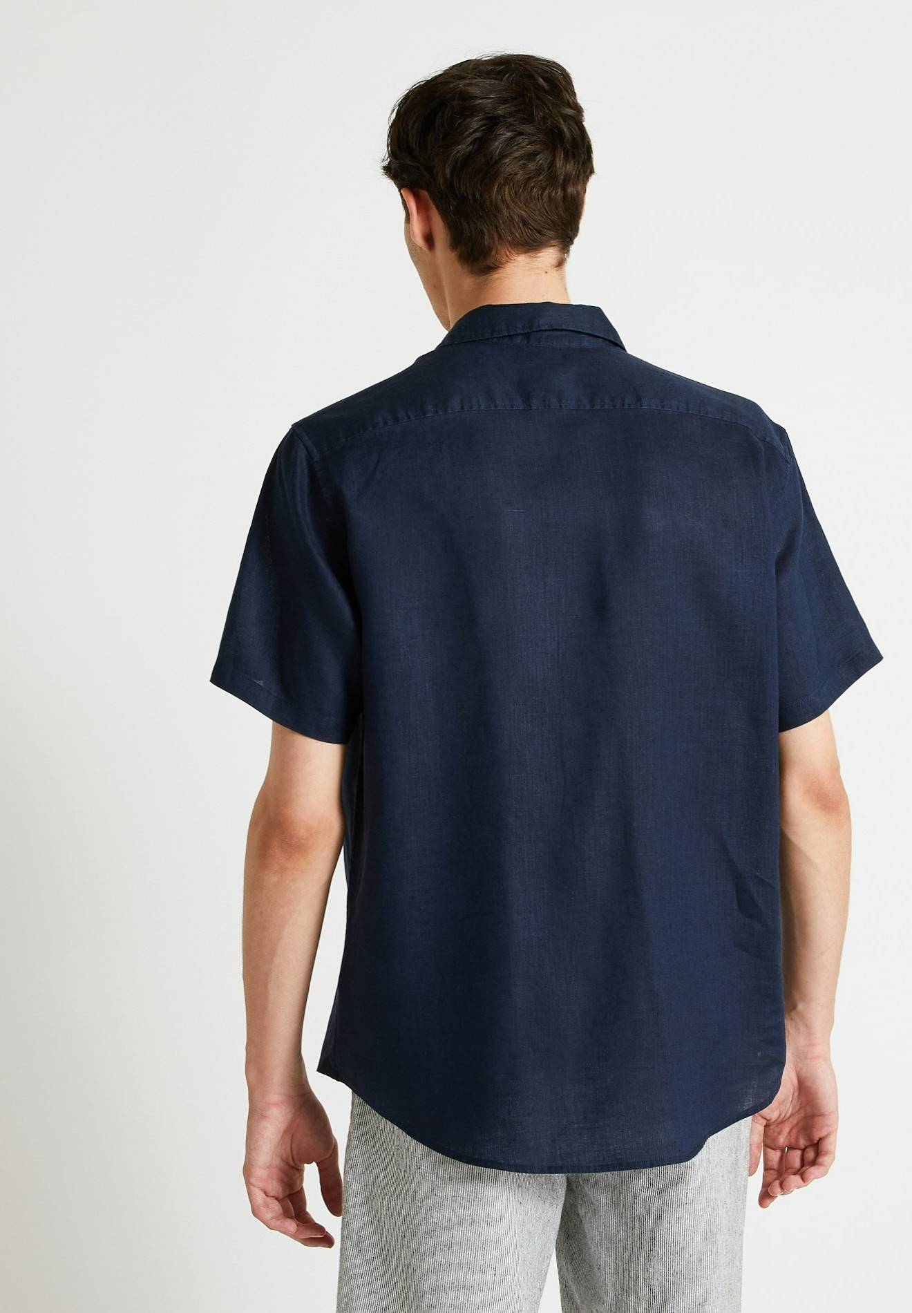 Chemise manches courtes en lin, Bleu foncé, large image number 4.0