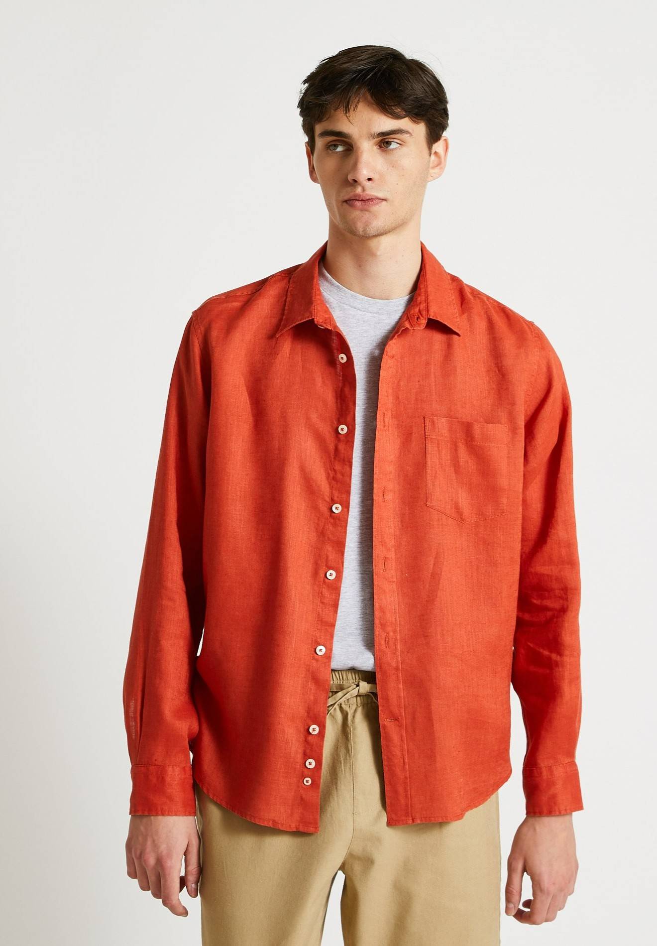 Chemise manches longues en lin, Rouge foncé, large image number 3.0