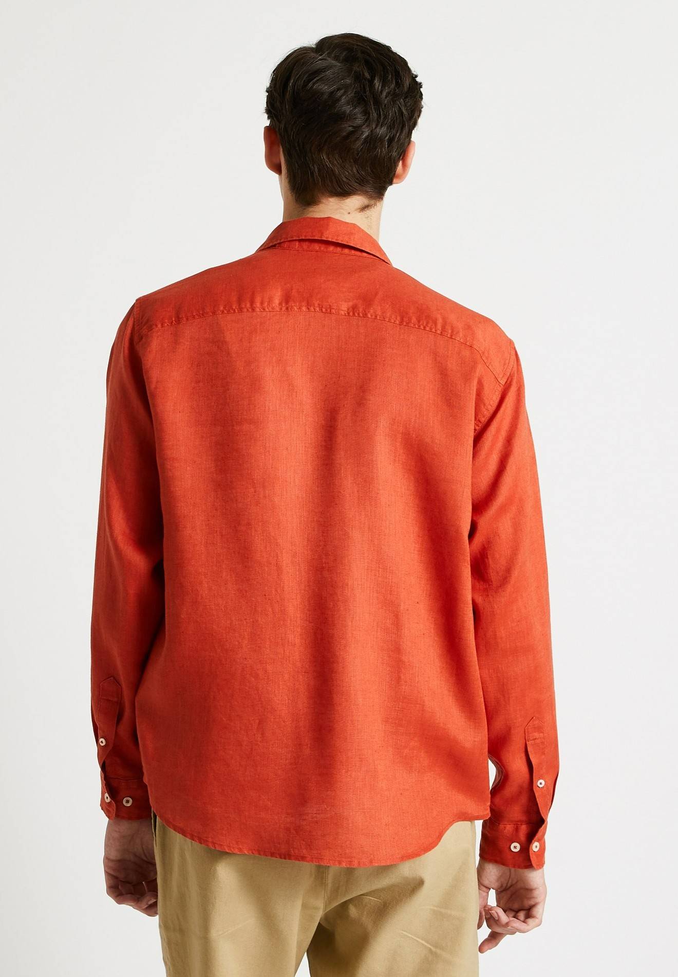 Chemise manches longues en lin, Rouge foncé, large image number 4.0