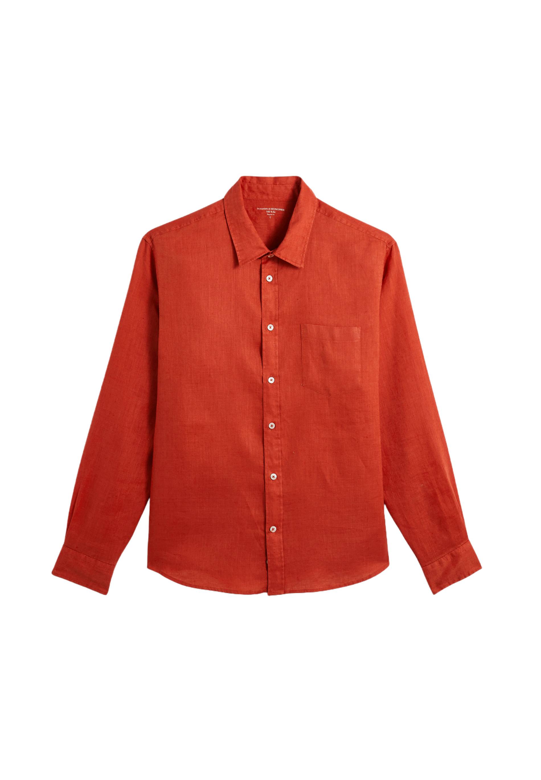 Chemise manches longues en lin, Rouge foncé, large image number 5