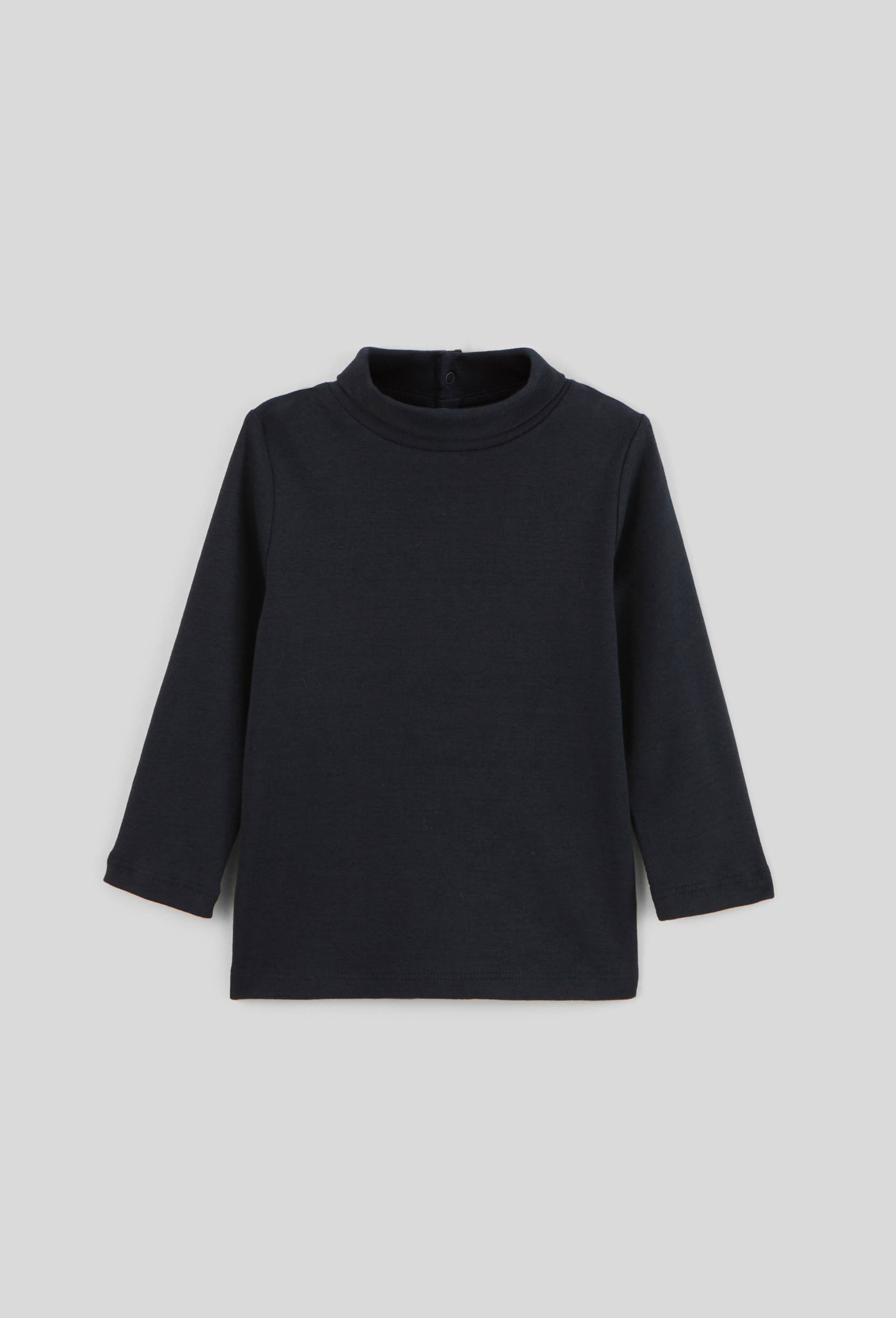T-shirt manches longues col roulé uni en coton BIO GOTS, Bleu foncé, swatch image
