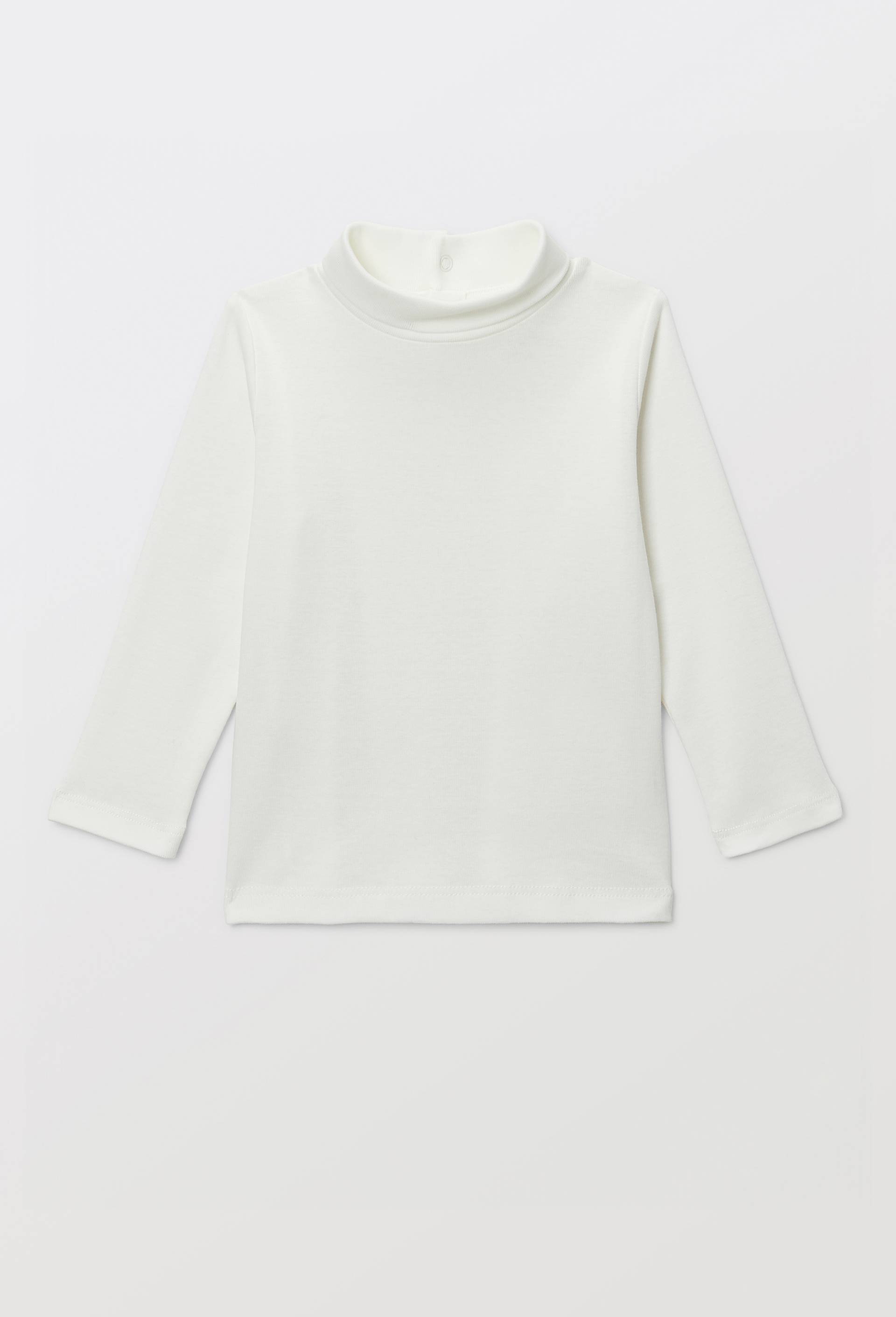 T-shirt manches longues col roul&eacute; uni en coton BIO GOTS, Ecru, swatch image