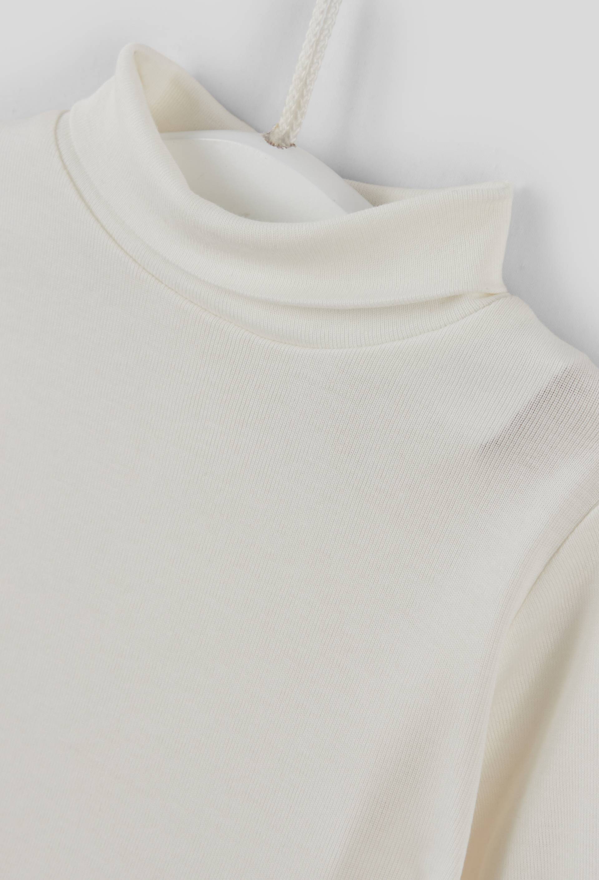 T-shirt manches longues col roulé uni en coton BIO GOTS, Ecru, large image number 2.0