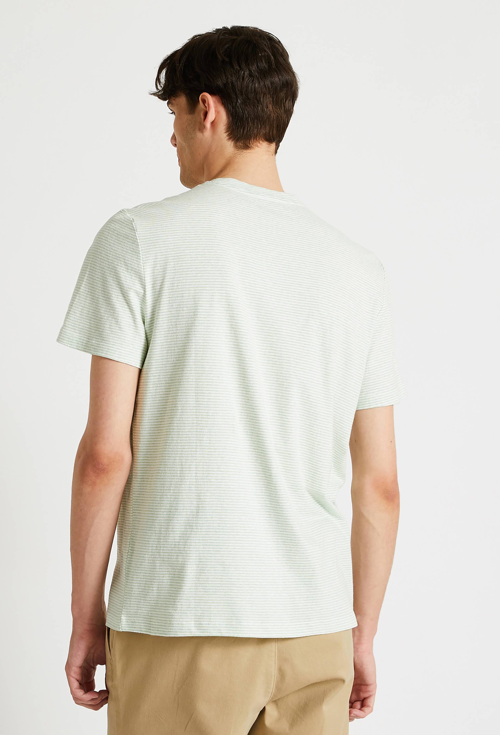 T-shirt manches courtes rayé en coton et lin, Blanc, large image number 1.0
