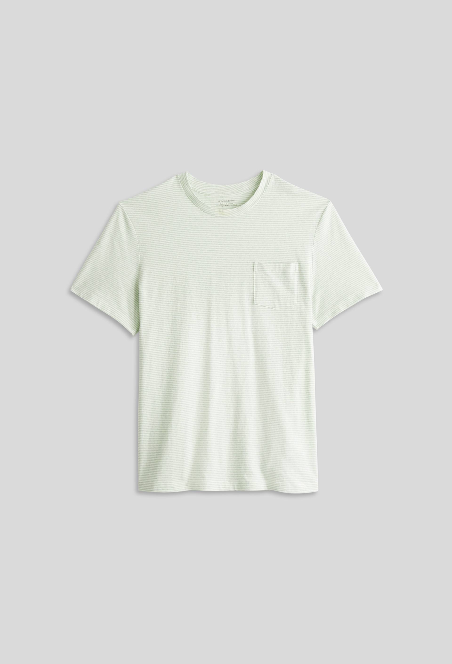 T-shirt manches courtes rayé en coton et lin, Blanc, large image number 2.0