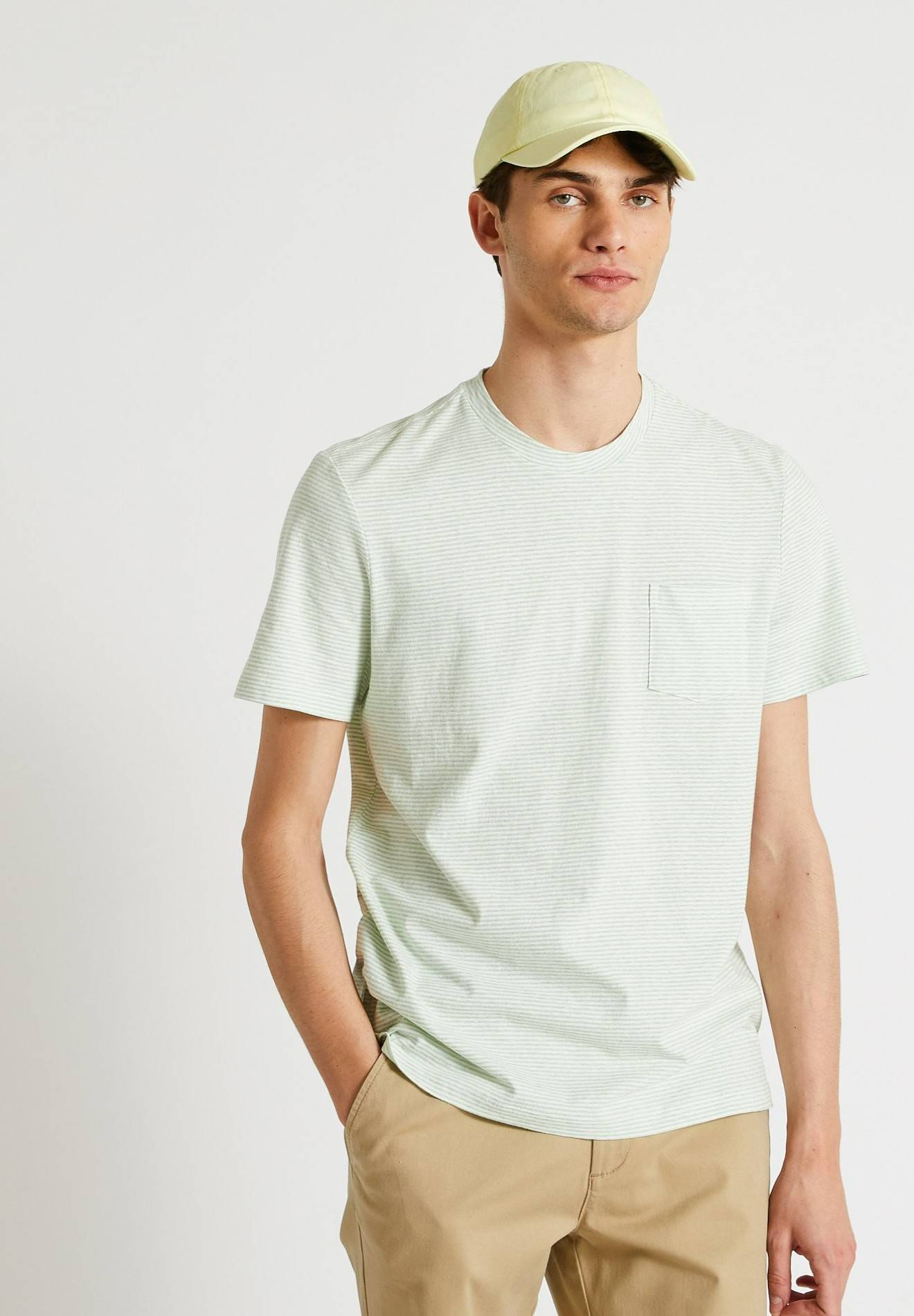 T-shirt manches courtes rayé en coton et lin, Blanc, large image number 3